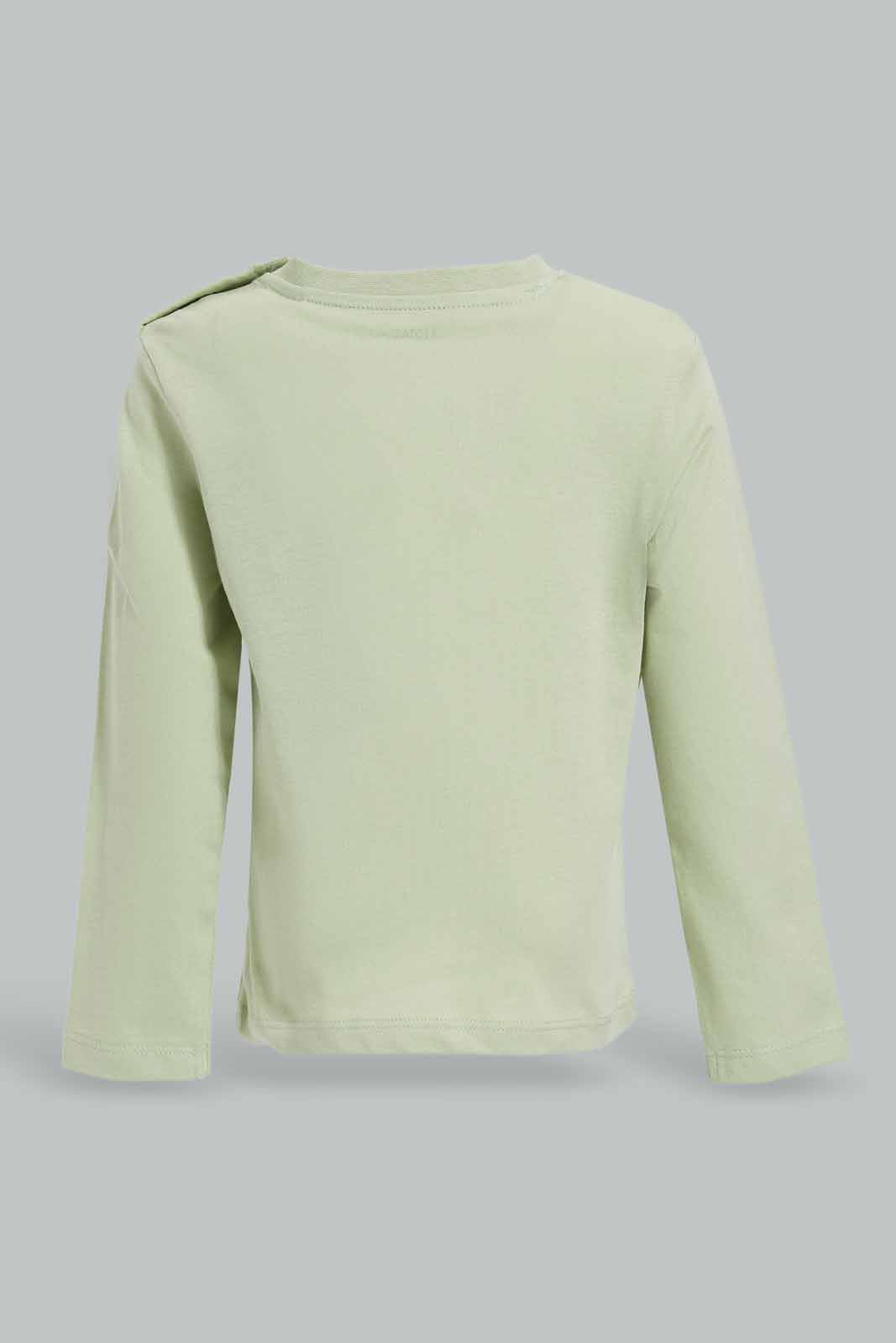 Redtag-Boys-Green-Animal-Bus-Long-Slv-Tshirt-Category:T-Shirts,-Colour:Green,-Deals:New-In,-Dept:Boys,-Filter:Infant-Boys-(3-to-24-Mths),-INB-T-Shirts,-New-In-INB-APL,-Non-Sale,-Section:Boys-(0-to-14Yrs),-W22B-Infant-Boys-3 to 24 Months
