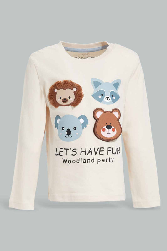 Redtag-Boys-Cream-Safari-Long-Slv-Tshirt-Category:T-Shirts,-Colour:Beige,-Deals:New-In,-Dept:Boys,-Filter:Infant-Boys-(3-to-24-Mths),-INB-T-Shirts,-New-In-INB-APL,-Non-Sale,-Section:Boys-(0-to-14Yrs),-W22B-Infant-Boys-3 to 24 Months