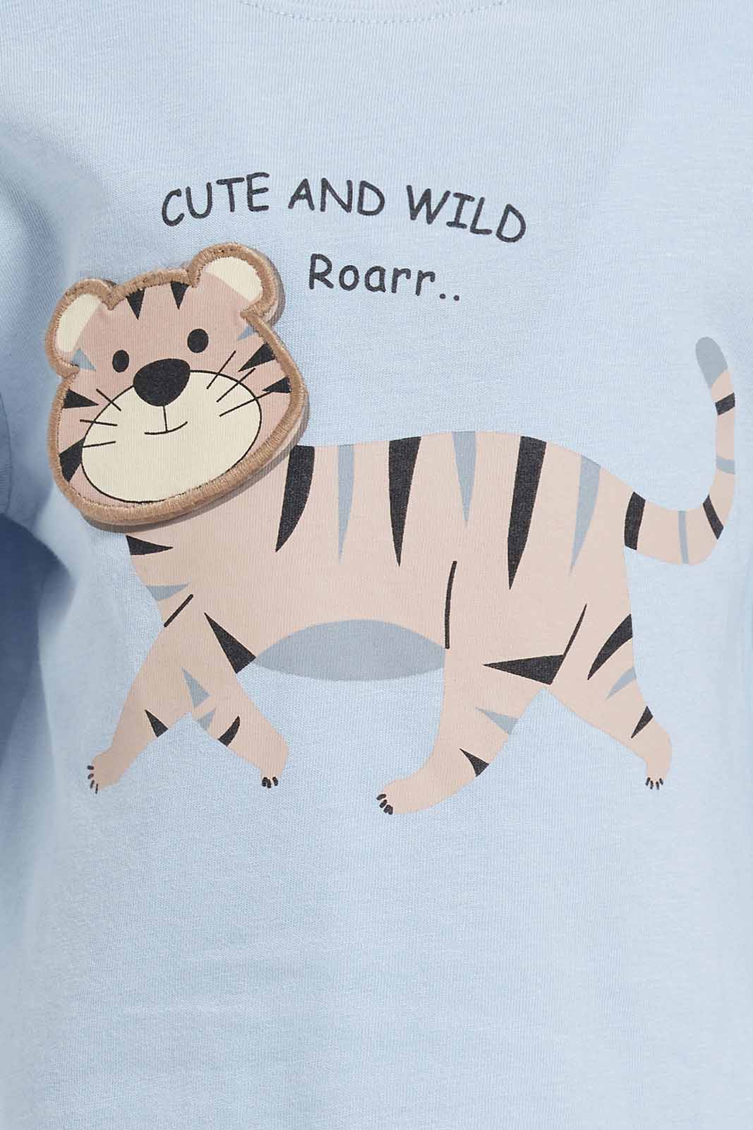 Redtag-Boys-Blue-Tiger-Long-Slv-Tshirt-Category:T-Shirts,-Colour:Blue,-Deals:New-In,-Dept:Boys,-Filter:Infant-Boys-(3-to-24-Mths),-INB-T-Shirts,-New-In-INB-APL,-Non-Sale,-Section:Boys-(0-to-14Yrs),-W22B-Infant-Boys-3 to 24 Months