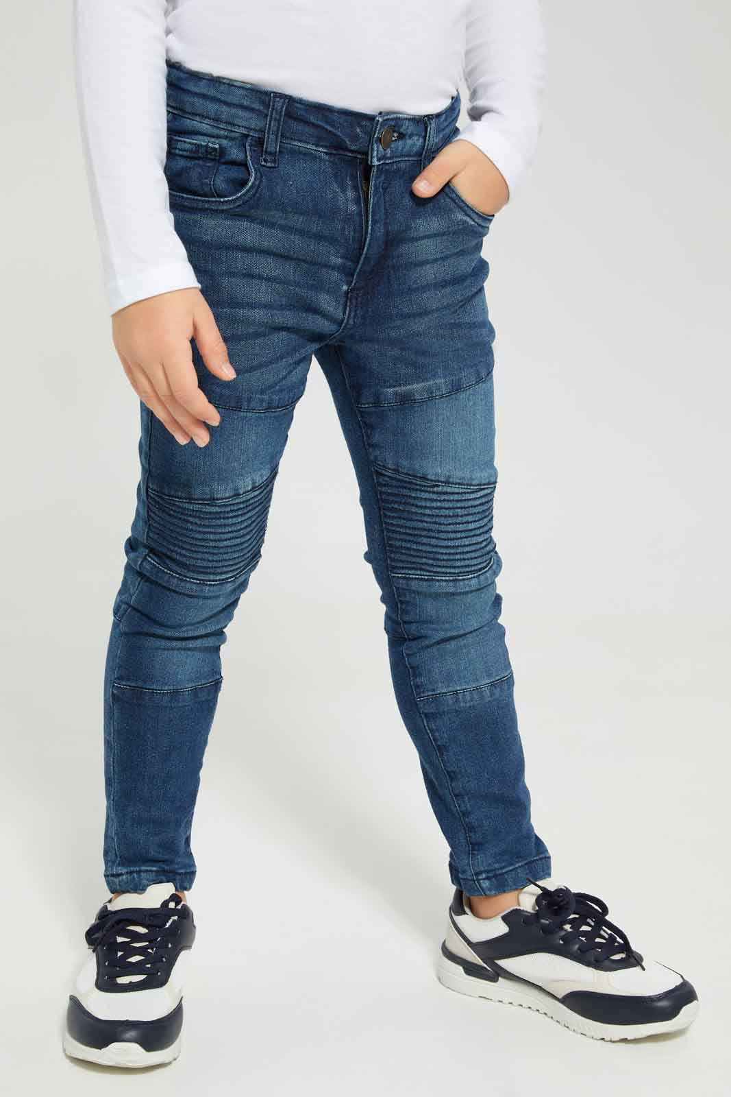 Redtag-Boys-Midwash-Biker-Panelled-Jeans-BOY-Jeans,-Category:Jeans,-Colour:Blue,-Deals:New-In,-Dept:Boys,-Filter:Boys-(2-to-8-Yrs),-New-In-BOY-APL,-Non-Sale,-Section:Boys-(0-to-14Yrs),-W22B-Boys-2 to 8 Years