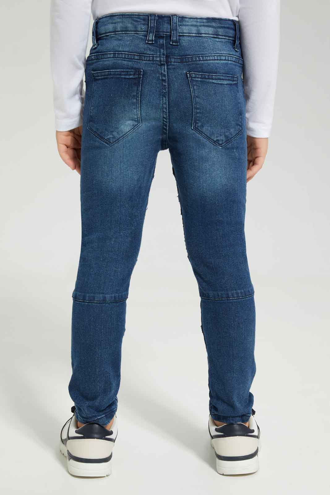 Redtag-Boys-Midwash-Biker-Panelled-Jeans-BOY-Jeans,-Category:Jeans,-Colour:Blue,-Deals:New-In,-Dept:Boys,-Filter:Boys-(2-to-8-Yrs),-New-In-BOY-APL,-Non-Sale,-Section:Boys-(0-to-14Yrs),-W22B-Boys-2 to 8 Years