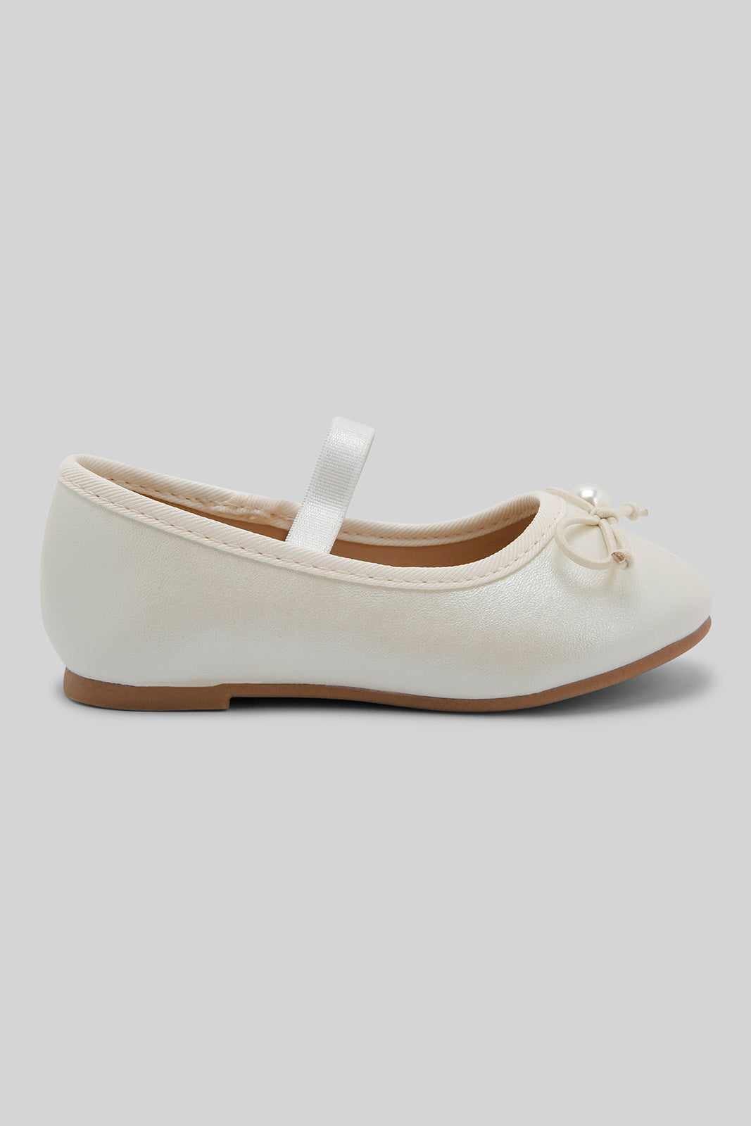 Redtag-Beige-Bow-Ballerina-Category:Shoes,-Colour:Beige,-Deals:New-In,-Dept:Girls,-Filter:Girls-Footwear-(1-to-3-Yrs),-ING-Shoes,-New-In-ING-FOO,-Non-Sale,-Section:Girls-(0-to-14Yrs),-W22B-Infant-Girls-1 to 3 Years