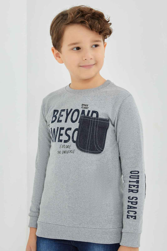 Redtag-Boys-Grey-Marl-Denim-Pocket-Oversized-Sweatshirt-BOY-Sweatshirts,-Category:Sweatshirts,-Colour:Grey,-Deals:New-In,-Dept:Boys,-Filter:Boys-(2-to-8-Yrs),-New-In-BOY-APL,-Non-Sale,-Section:Boys-(0-to-14Yrs),-W22B-Boys-2 to 8 Years
