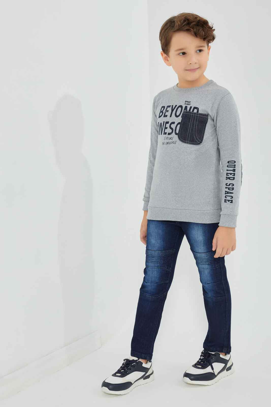Redtag-Boys-Grey-Marl-Denim-Pocket-Oversized-Sweatshirt-BOY-Sweatshirts,-Category:Sweatshirts,-Colour:Grey,-Deals:New-In,-Dept:Boys,-Filter:Boys-(2-to-8-Yrs),-New-In-BOY-APL,-Non-Sale,-Section:Boys-(0-to-14Yrs),-W22B-Boys-2 to 8 Years