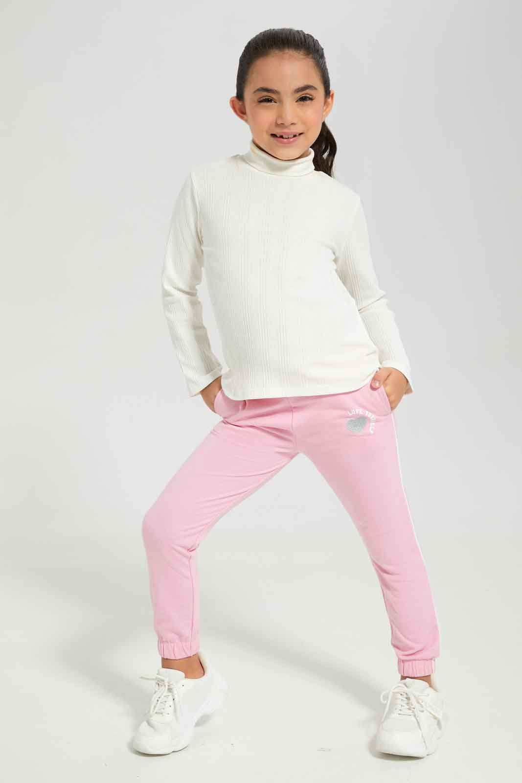 Redtag-Girls-Pale-Pink-Active-Pant-Category:Joggers,-Colour:Apricot,-Deals:New-In,-Dept:Girls,-Filter:Girls-(2-to-8-Yrs),-GIR-Joggers,-New-In-GIR-APL,-Non-Sale,-Section:Girls-(0-to-14Yrs),-W22A-Girls-2 to 8 Years