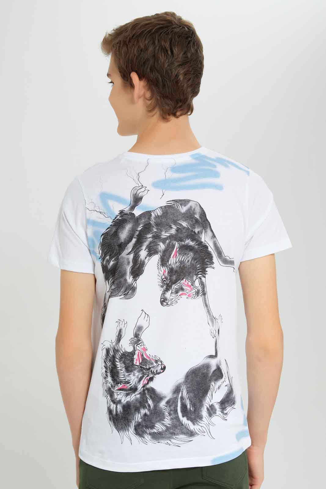 Redtag-Boys-White-Alone-Wolf-Tee-BSR-T-Shirts,-BTS,-Category:T-Shirts,-Colour:White,-Deals:New-In,-Dept:Boys,-Filter:Senior-Boys-(8-to-14-Yrs),-New-In-BSR-APL,-Non-Sale,-Section:Boys-(0-to-14Yrs),-W22B-Senior-Boys-9 to 14 Years