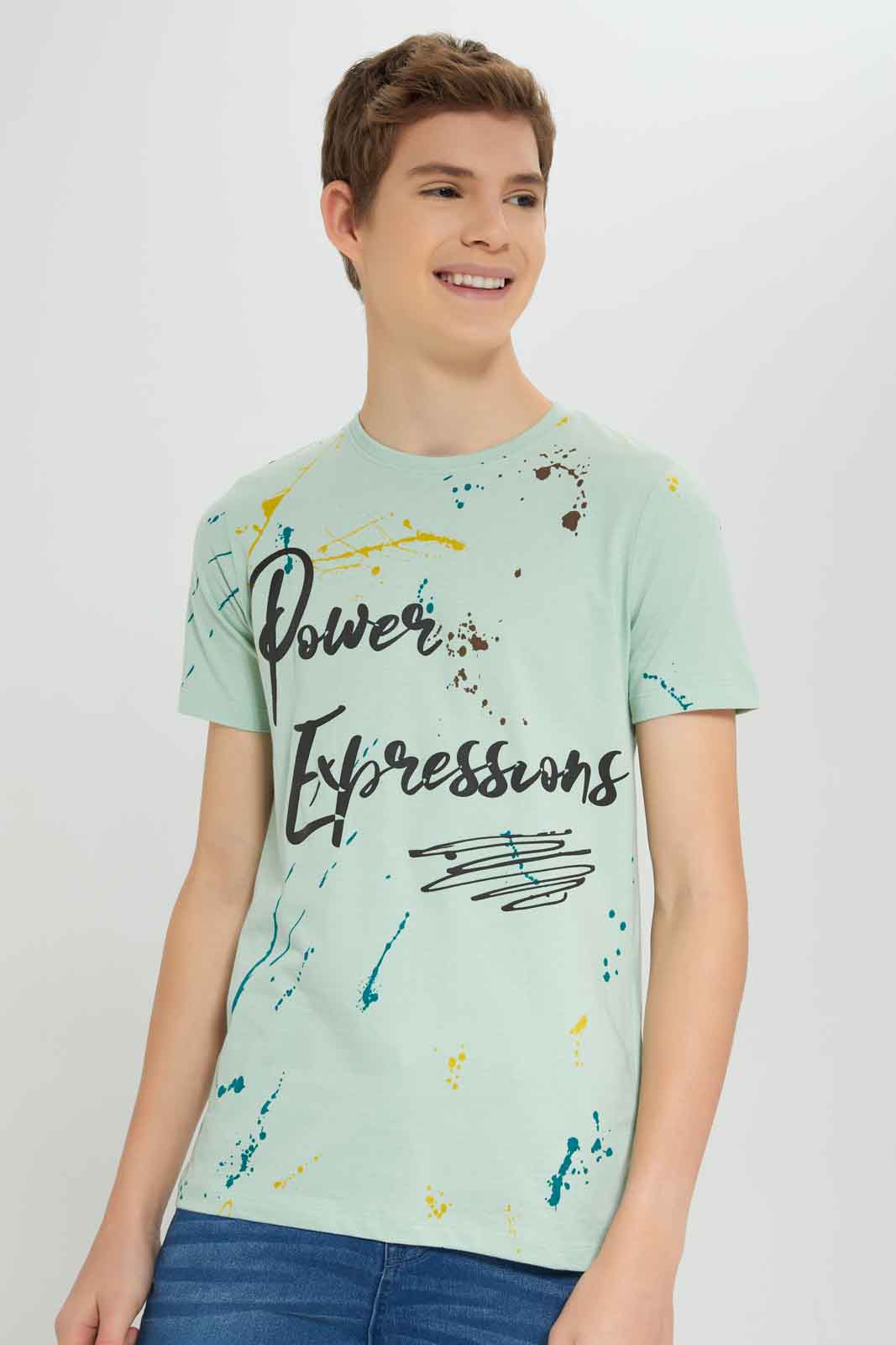 Redtag-Boys-Mint-Green-Flow-Expressions-Splatter-Tee-BSR-T-Shirts,-Category:T-Shirts,-Colour:Green,-Deals:New-In,-Dept:Boys,-Filter:Senior-Boys-(8-to-14-Yrs),-New-In-BSR-APL,-Non-Sale,-Section:Boys-(0-to-14Yrs),-W22B-Senior-Boys-9 to 14 Years