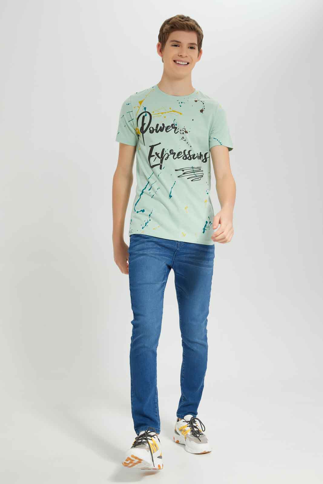 Redtag-Boys-Mint-Green-Flow-Expressions-Splatter-Tee-BSR-T-Shirts,-Category:T-Shirts,-Colour:Green,-Deals:New-In,-Dept:Boys,-Filter:Senior-Boys-(8-to-14-Yrs),-New-In-BSR-APL,-Non-Sale,-Section:Boys-(0-to-14Yrs),-W22B-Senior-Boys-9 to 14 Years