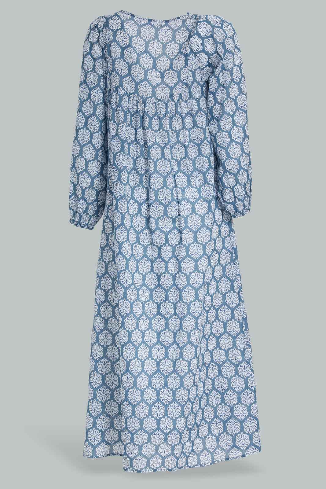Redtag-Women-Blue-Aop-Longsleeves-Nightgown-Category:Nightgowns,-Colour:Blue,-Deals:New-In,-Filter:Women's-Clothing,-New-In-Women-APL,-Non-Sale,-Section:Women,-W22A,-Women-Nightgowns--