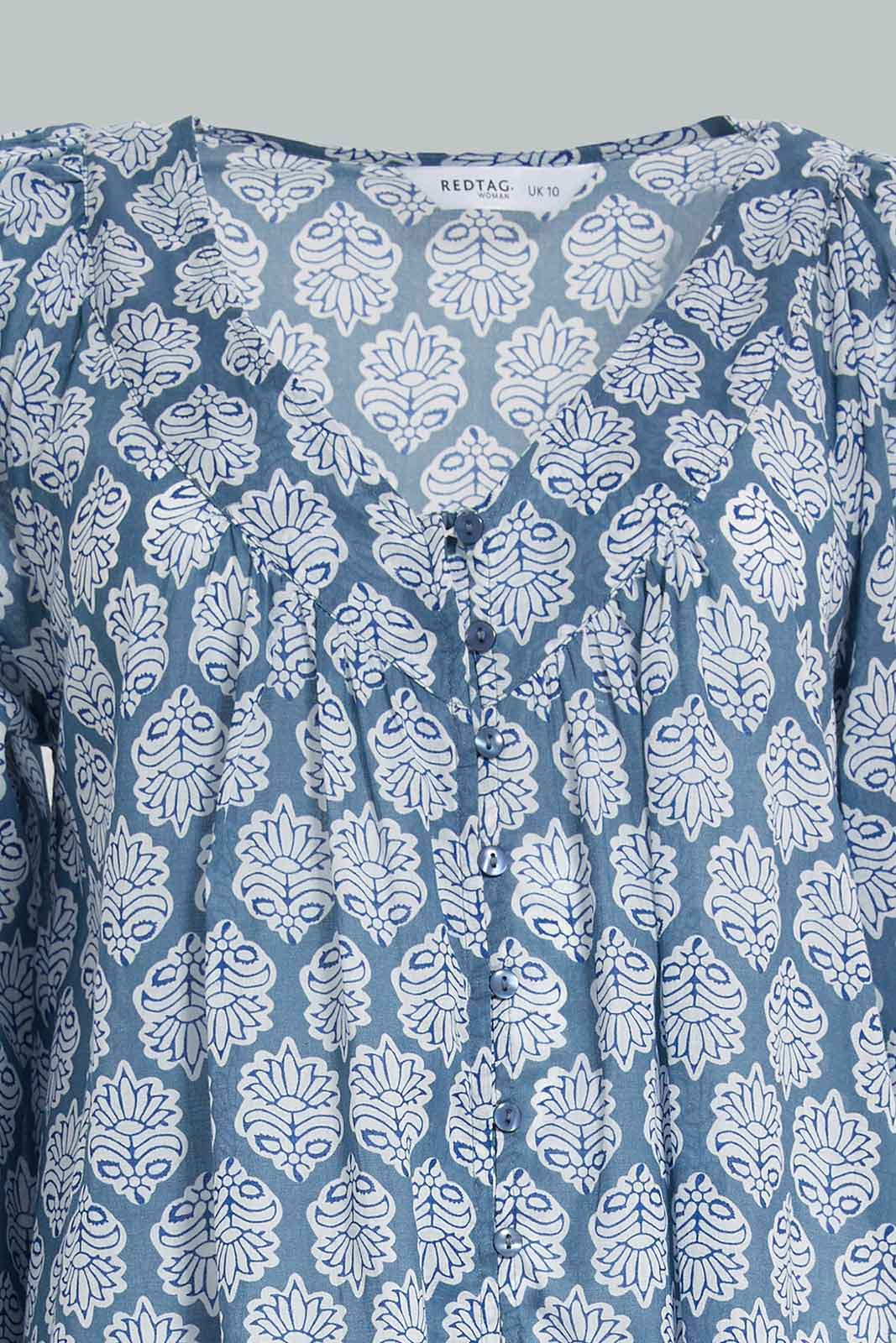 Redtag-Women-Blue-Aop-Longsleeves-Nightgown-Category:Nightgowns,-Colour:Blue,-Deals:New-In,-Filter:Women's-Clothing,-New-In-Women-APL,-Non-Sale,-Section:Women,-W22A,-Women-Nightgowns--