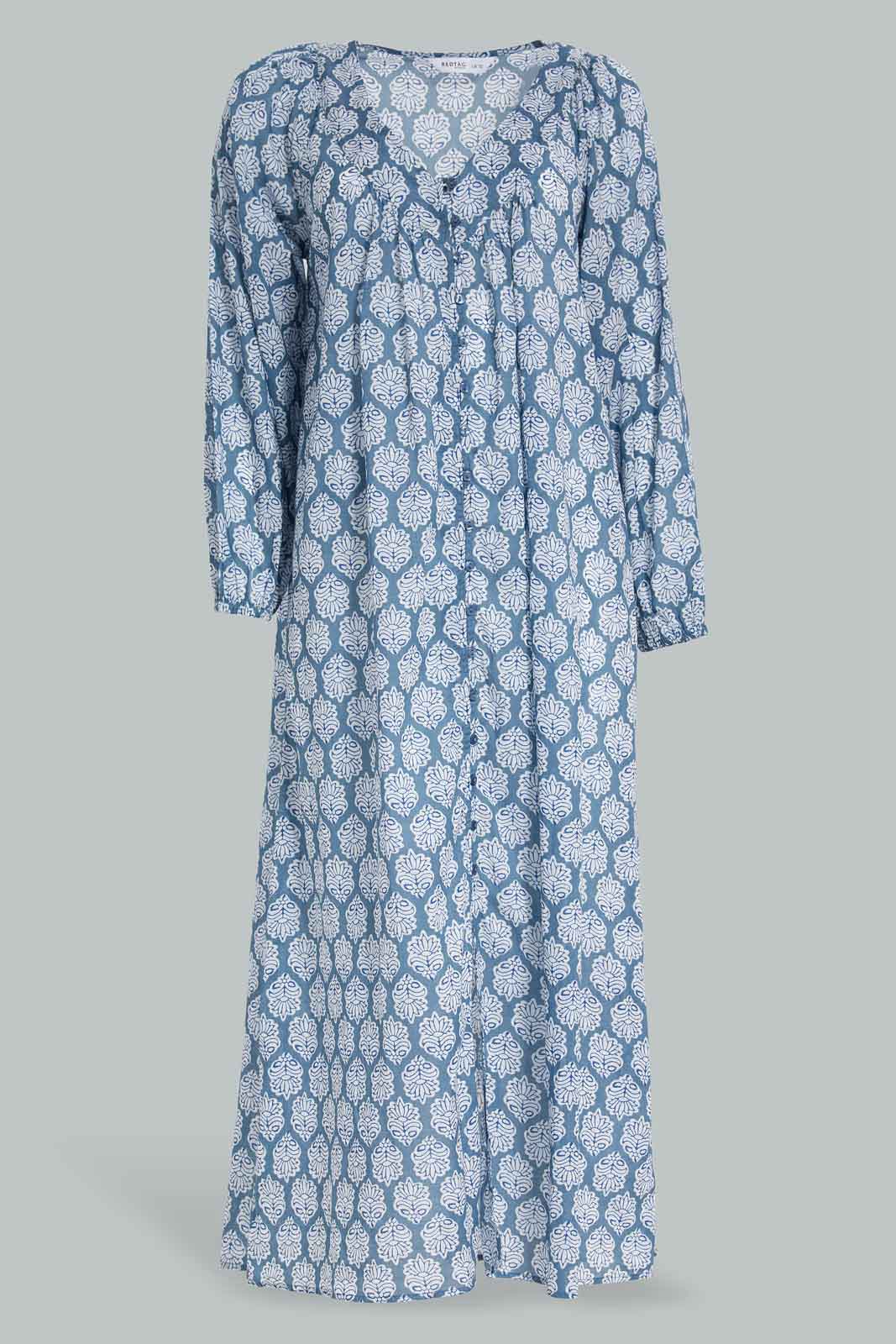 Redtag-Women-Blue-Aop-Longsleeves-Nightgown-Category:Nightgowns,-Colour:Blue,-Deals:New-In,-Filter:Women's-Clothing,-New-In-Women-APL,-Non-Sale,-Section:Women,-W22A,-Women-Nightgowns--