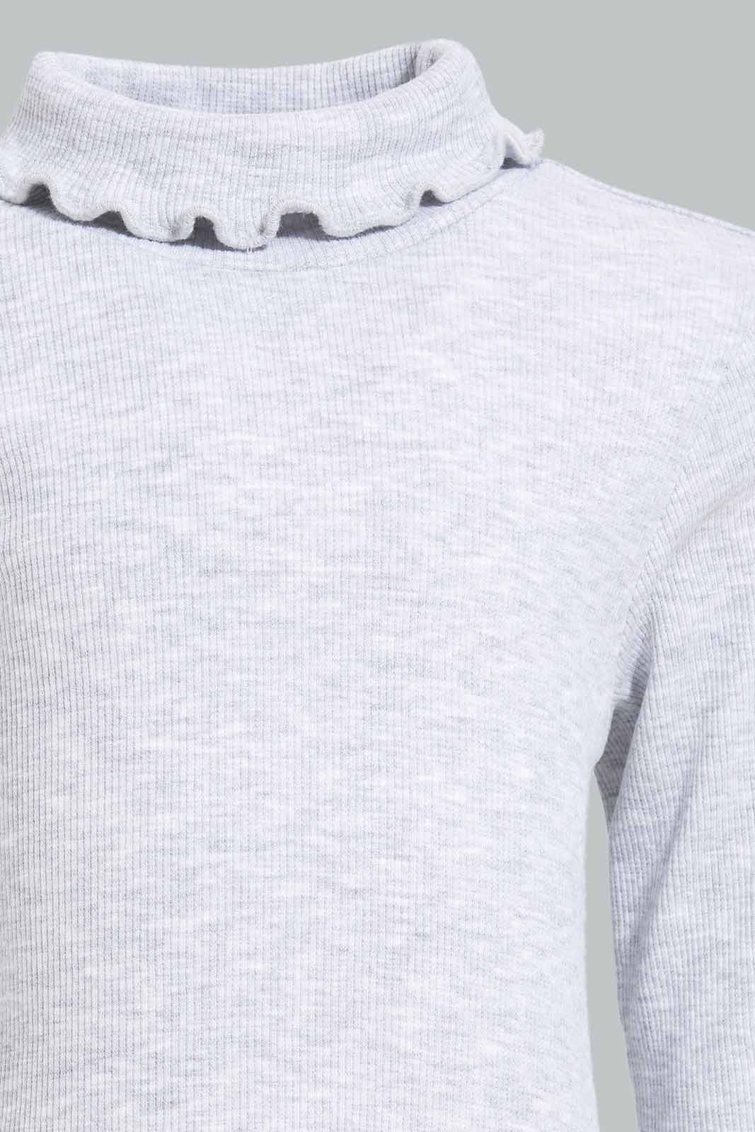 Redtag-Girls-Grey-Melange-Solid-Rib-Hi-Neck-T-Shirt-Category:T-Shirts,-Colour:Grey,-Deals:New-In,-Filter:Infant-Girls-(3-to-24-Mths),-ING-T-Shirts,-New-In-ING-APL,-Non-Sale,-Section:Girls-(0-to-14Yrs),-TBL,-W22B-Infant-Girls-