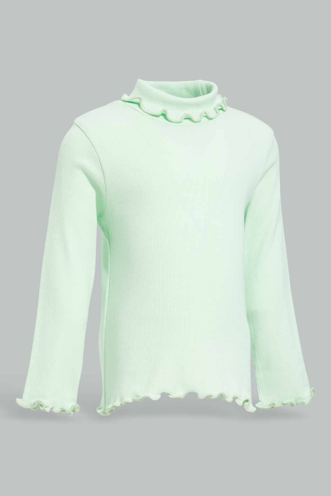 Redtag-Girls-Mint-Solid-Rib-Hi-Neck-T-Shirt-Category:T-Shirts,-Colour:Mint,-Deals:New-In,-Filter:Infant-Girls-(3-to-24-Mths),-ING-T-Shirts,-New-In-ING-APL,-Non-Sale,-Section:Girls-(0-to-14Yrs),-TBL,-W22B-Infant-Girls-