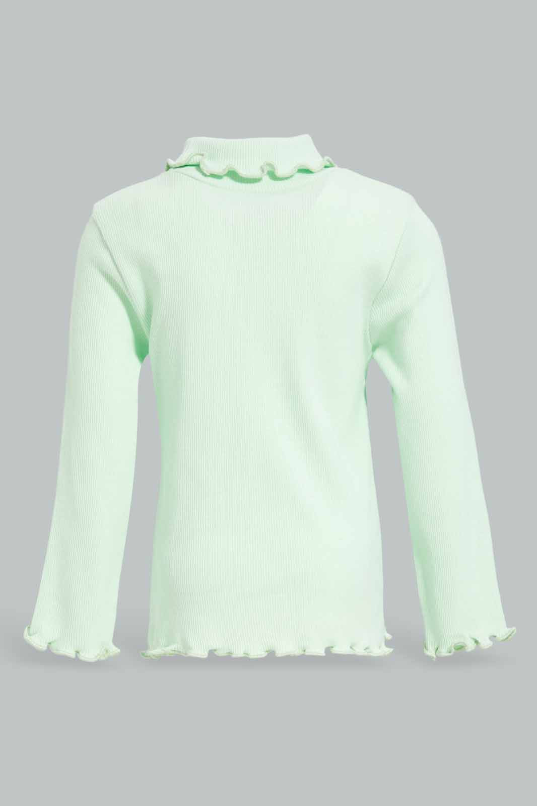 Redtag-Girls-Mint-Solid-Rib-Hi-Neck-T-Shirt-Category:T-Shirts,-Colour:Mint,-Deals:New-In,-Filter:Infant-Girls-(3-to-24-Mths),-ING-T-Shirts,-New-In-ING-APL,-Non-Sale,-Section:Girls-(0-to-14Yrs),-TBL,-W22B-Infant-Girls-