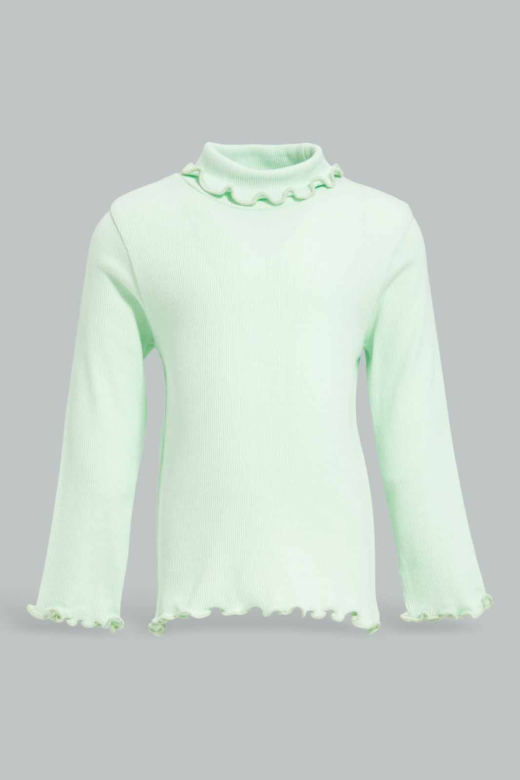 Redtag-Girls-Mint-Solid-Rib-Hi-Neck-T-Shirt-Category:T-Shirts,-Colour:Mint,-Deals:New-In,-Filter:Infant-Girls-(3-to-24-Mths),-ING-T-Shirts,-New-In-ING-APL,-Non-Sale,-Section:Girls-(0-to-14Yrs),-TBL,-W22B-Infant-Girls-