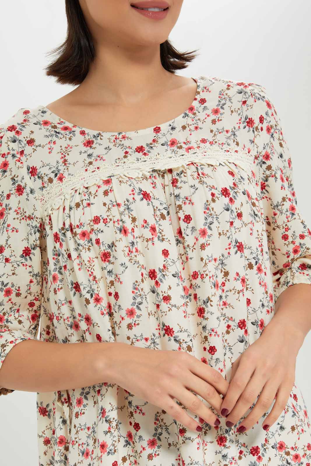 Redtag-Women-Beige-Aop-Longsleeves-Nightgown-Category:Nightgowns,-Colour:Assorted,-Deals:New-In,-Dept:Ladieswear,-Filter:Women's-Clothing,-New-In-Women-APL,-Non-Sale,-Section:Women,-W22B,-Women-Nightgowns--