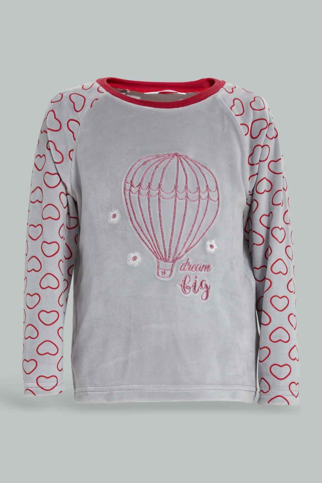 Redtag-Girls-Grey-Aop-Velour-Top-&-Bottom-Set-Category:Pyjama-Sets,-Colour:Grey,-Deals:New-In,-Filter:Infant-Girls-(3-to-24-Mths),-ING-Pyjama-Sets,-New-In-ING-APL,-Non-Sale,-Section:Girls-(0-to-14Yrs),-W22B-Infant-Girls-