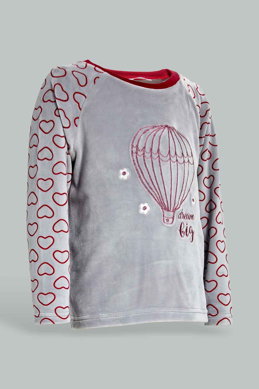 Redtag-Girls-Grey-Aop-Velour-Top-&-Bottom-Set-Category:Pyjama-Sets,-Colour:Grey,-Deals:New-In,-Filter:Infant-Girls-(3-to-24-Mths),-ING-Pyjama-Sets,-New-In-ING-APL,-Non-Sale,-Section:Girls-(0-to-14Yrs),-W22B-Infant-Girls-