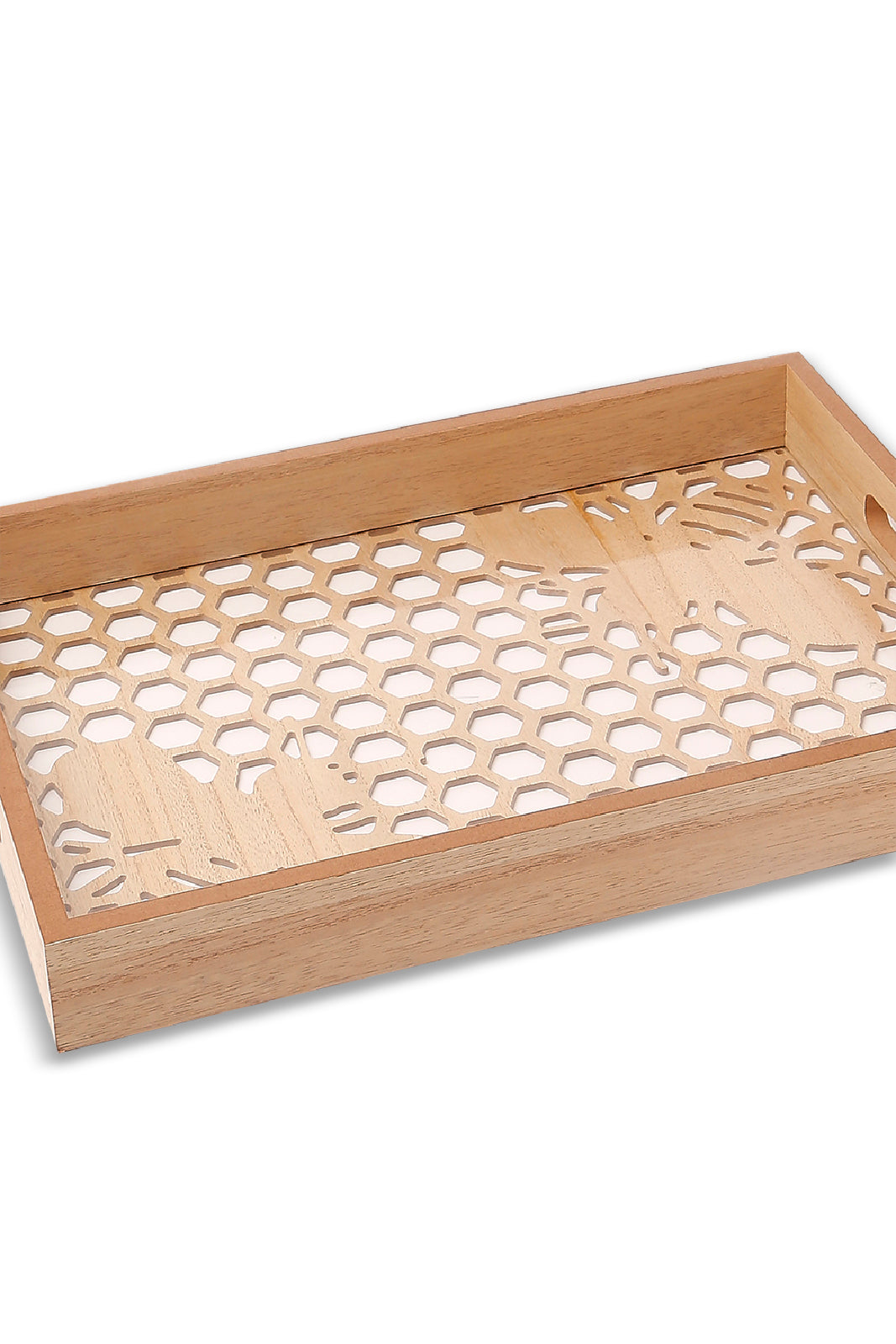Redtag-Brown-Rectangle-Laser-Cut-Tray-(Small)-Category:Trays,-Colour:Brown,-Deals:New-In,-Dept:Home,-Filter:Home-Dining,-HMW-DIN-Serveware,-New-In-HMW-DIN,-Non-Sale,-S23A,-Section:Homewares-Home-Dining-