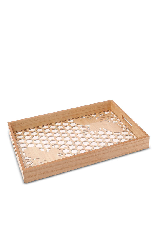 Redtag-Brown-Rectangle-Laser-Cut-Tray-(Large)-Category:Trays,-Colour:Brown,-Deals:New-In,-Dept:Home,-Filter:Home-Dining,-HMW-DIN-Serveware,-New-In-HMW-DIN,-Non-Sale,-S23A,-Section:Homewares-Home-Dining-