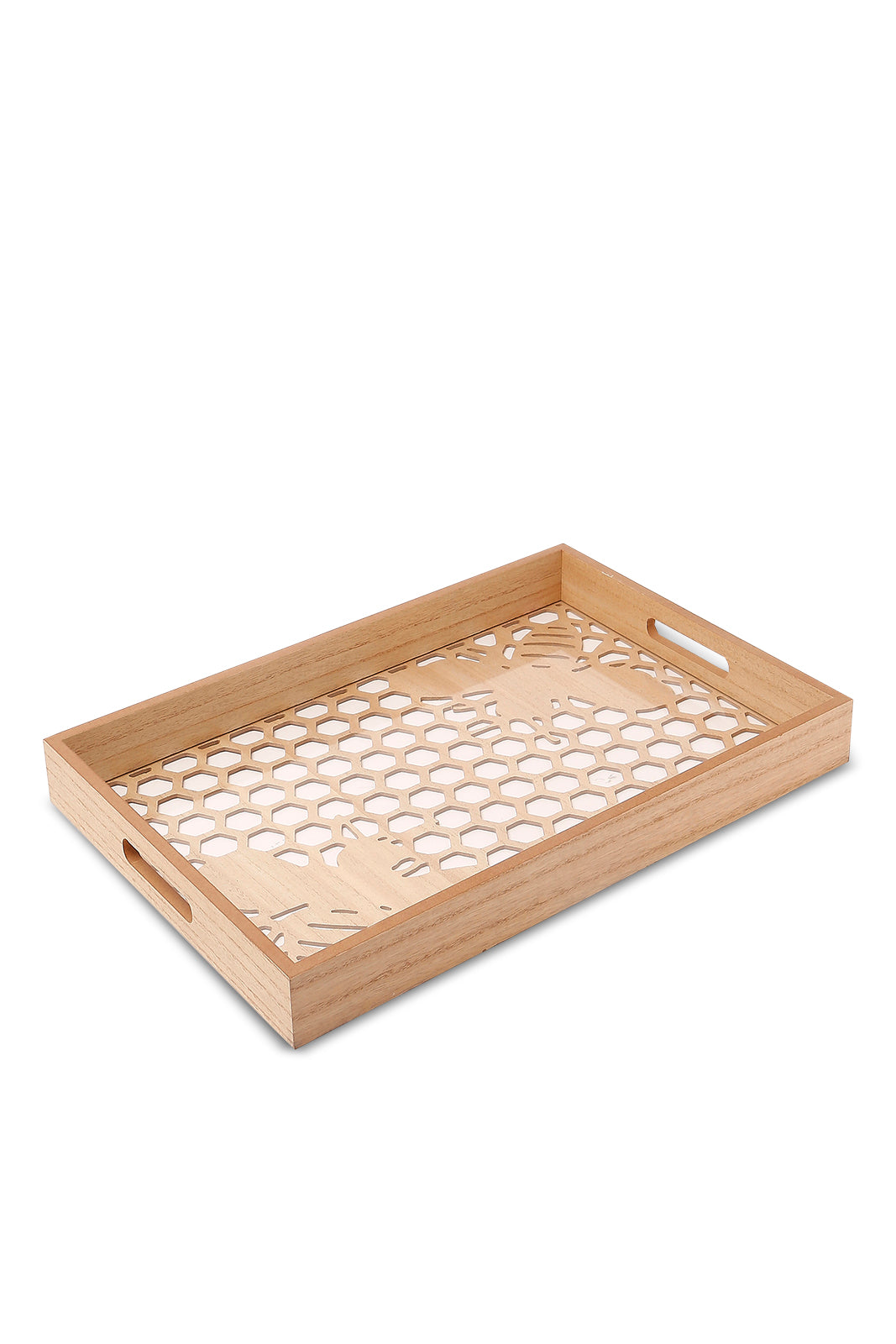 Redtag-Brown-Rectangle-Laser-Cut-Tray-(Large)-Category:Trays,-Colour:Brown,-Deals:New-In,-Dept:Home,-Filter:Home-Dining,-HMW-DIN-Serveware,-New-In-HMW-DIN,-Non-Sale,-S23A,-Section:Homewares-Home-Dining-