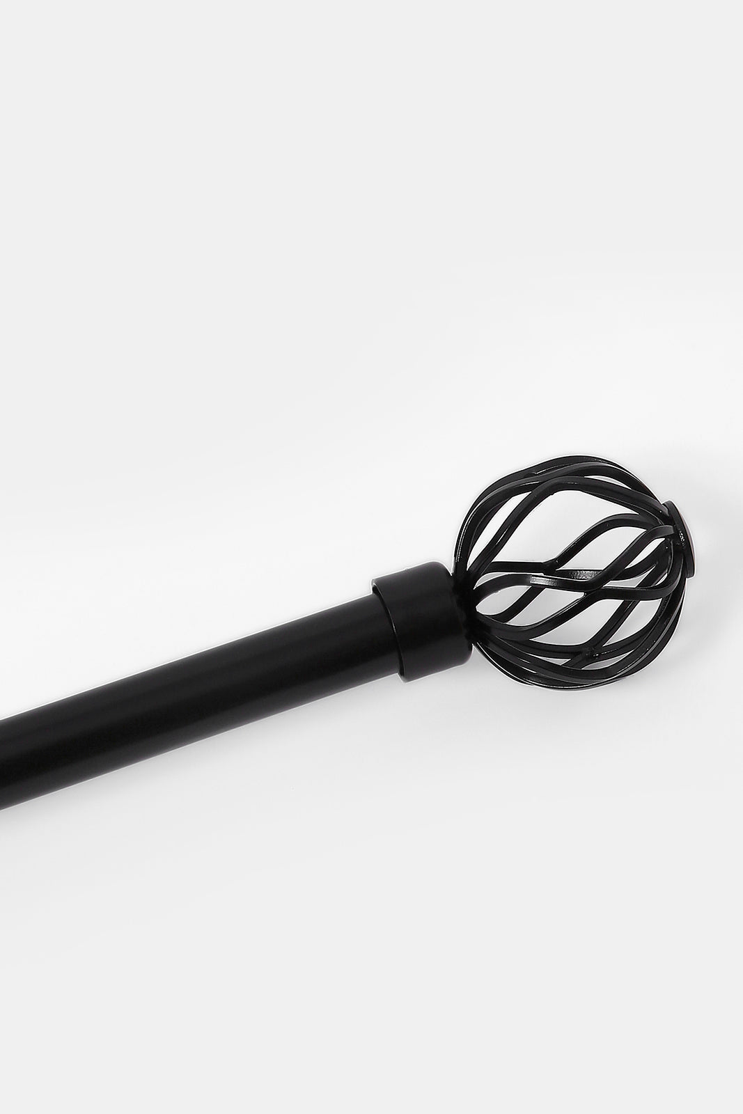 Redtag-Black-Powder-Coated-Finish-Extendable-Single-Curtain-Rod-With-Round-Finial-Category:Curtain-Rods,-Colour:Black,-Deals:New-In,-Dept:Home,-Filter:Home-Bedroom,-HMW-BED-Bedroom-Accessories,-New-In-HMW-BED,-Non-Sale,-S23A,-Section:Homewares-Home-Bedroom-