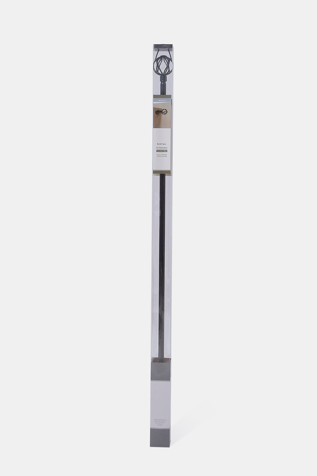 Redtag-Black-Powder-Coated-Finish-Extendable-Single-Curtain-Rod-With-Round-Finial-Category:Curtain-Rods,-Colour:Black,-Deals:New-In,-Dept:Home,-Filter:Home-Bedroom,-HMW-BED-Bedroom-Accessories,-New-In-HMW-BED,-Non-Sale,-S23A,-Section:Homewares-Home-Bedroom-