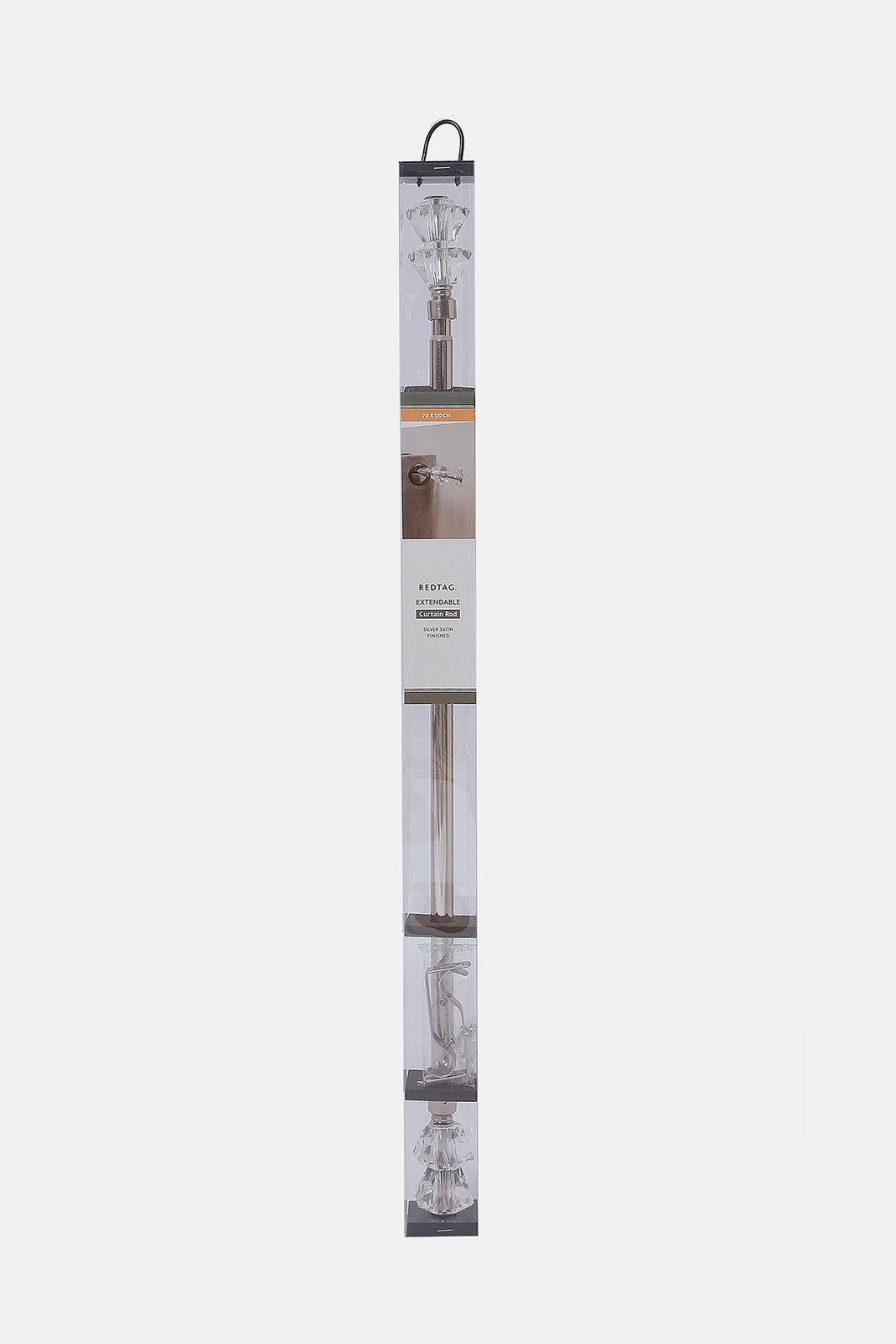 Redtag-Silver-Satin-Finish-Extendable-Single-Curtain-Rod-With-Round-Finial-Category:Curtain-Rods,-Colour:Silver,-Deals:New-In,-Dept:Home,-Filter:Home-Bedroom,-HMW-BED-Bedroom-Accessories,-New-In-HMW-BED,-Non-Sale,-S23A,-Section:Homewares-Home-Bedroom-