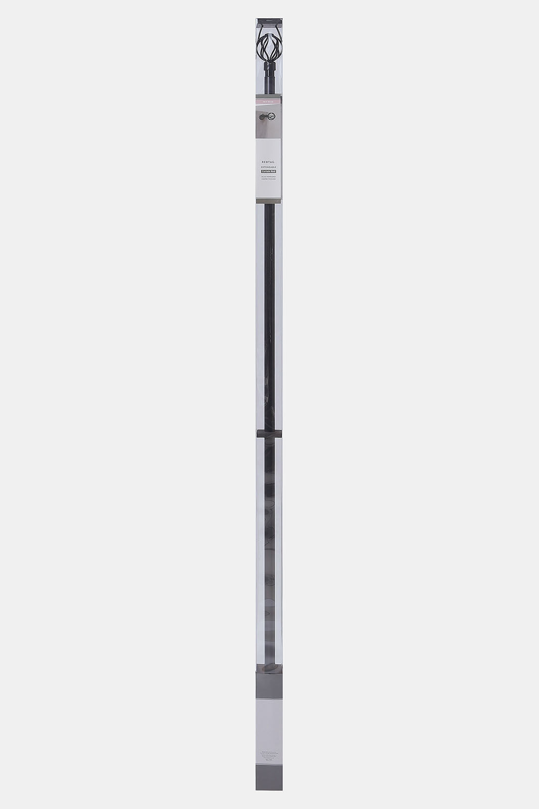 Black Powder Coated Finish Extendable Single Curtain Rod With Round Finial