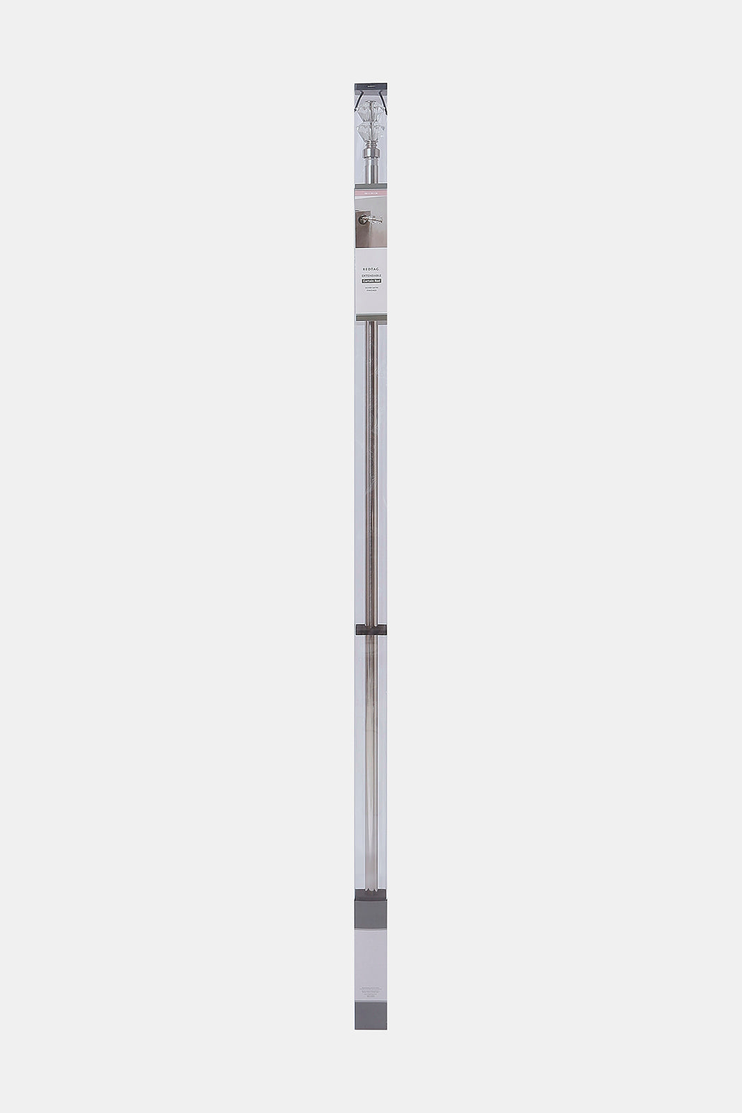 Redtag-Silver-Satin-Finish-Extendable-Single-Curtain-Rod-With-Round-Finial-Category:Curtain-Rods,-Colour:Silver,-Deals:New-In,-Dept:Home,-Filter:Home-Bedroom,-HMW-BED-Bedroom-Accessories,-New-In-HMW-BED,-Non-Sale,-S23A,-Section:Homewares-Home-Bedroom-