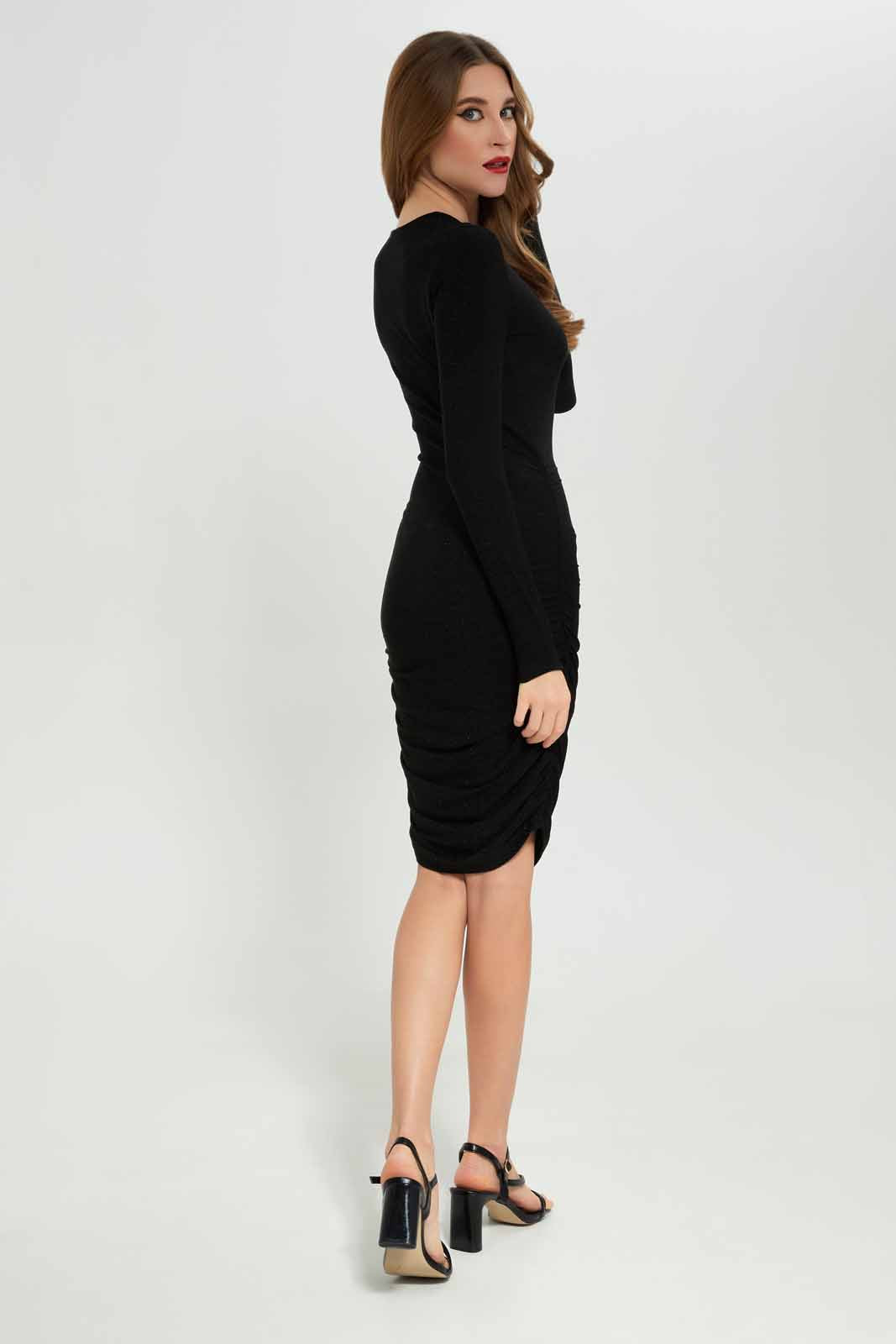 Redtag-Women-Black-Long-Sleeve-Lurex-Dress-Category:Dresses,-Colour:Black,-Deals:New-In,-Dept:Ladieswear,-Filter:Women's-Clothing,-LEC,-LEC-Dresses,-New-In-LEC-APL,-Non-Sale,-S23A,-Section:Women-Women's-
