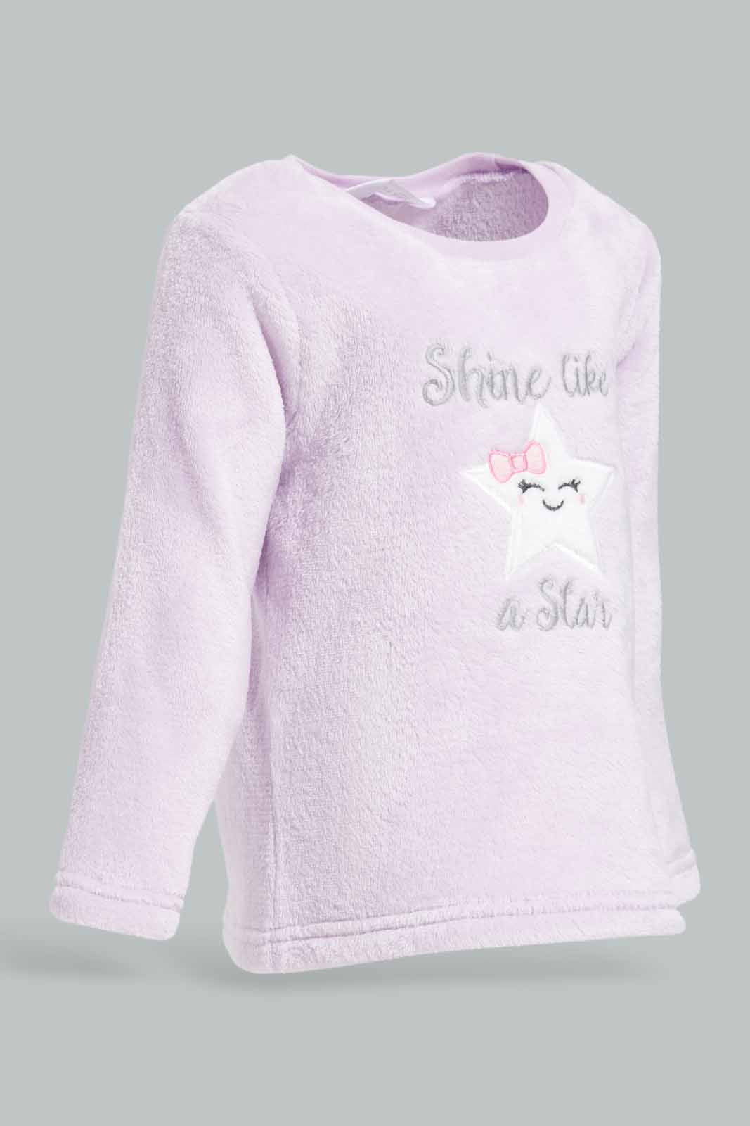 Redtag-Girls-Lilac-Placement-Print-Fluffy-Pyjama-Set-Category:Pyjama-Sets,-Colour:Lilac,-Deals:New-In,-Filter:Infant-Girls-(3-to-24-Mths),-ING-Pyjama-Sets,-New-In-ING-APL,-Non-Sale,-Section:Girls-(0-to-14Yrs),-W22B-Infant-Girls-