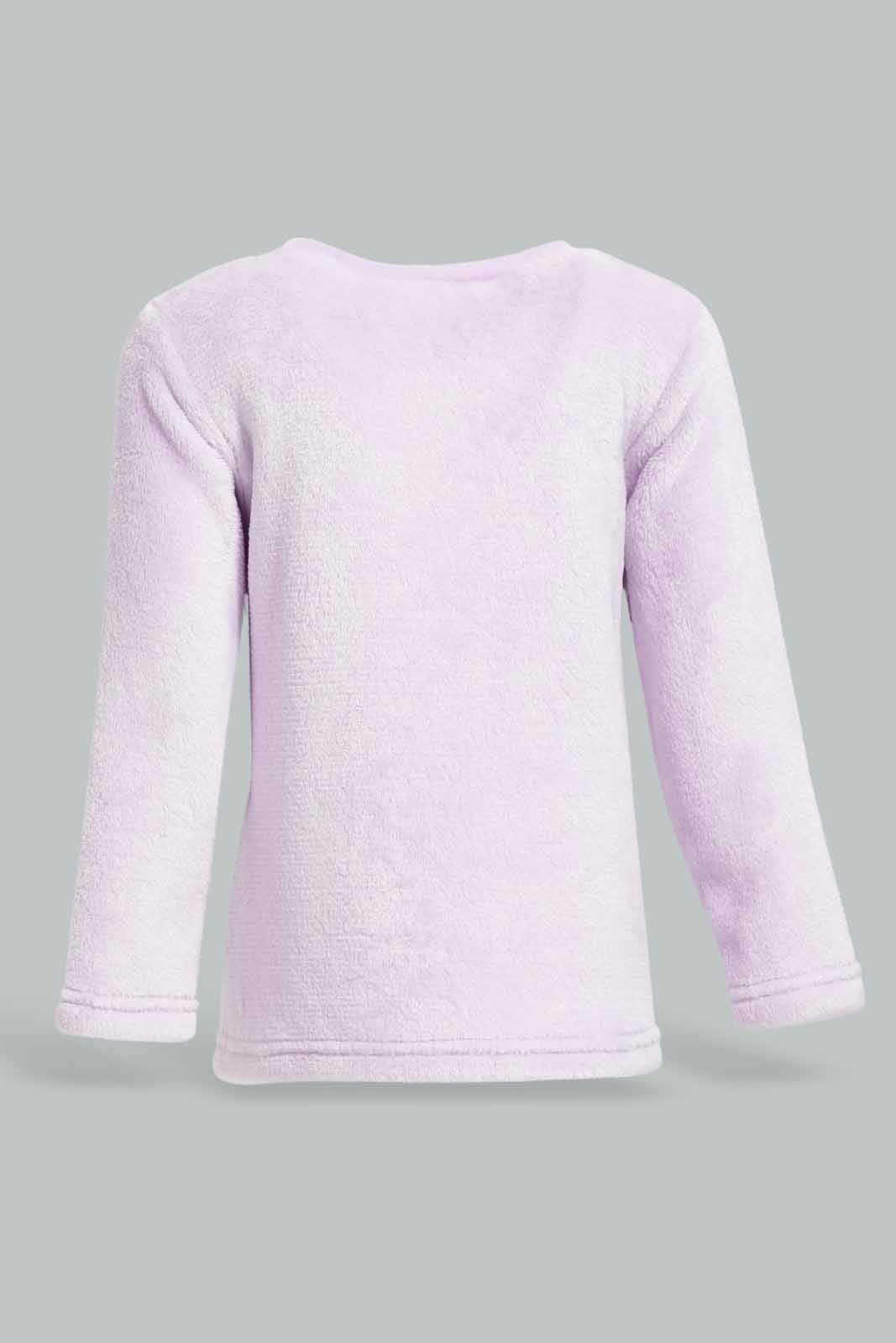Redtag-Girls-Lilac-Placement-Print-Fluffy-Pyjama-Set-Category:Pyjama-Sets,-Colour:Lilac,-Deals:New-In,-Filter:Infant-Girls-(3-to-24-Mths),-ING-Pyjama-Sets,-New-In-ING-APL,-Non-Sale,-Section:Girls-(0-to-14Yrs),-W22B-Infant-Girls-