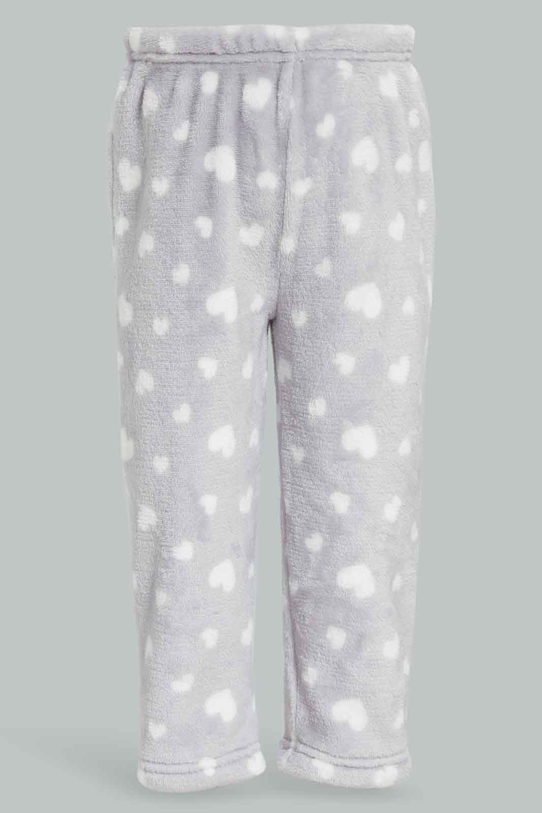 Redtag-Girls-Grey-Placement-Print-Fluffy-Pyjama-Set-Category:Pyjama-Sets,-Colour:Grey,-Deals:New-In,-Filter:Infant-Girls-(3-to-24-Mths),-ING-Pyjama-Sets,-New-In-ING-APL,-Non-Sale,-Section:Girls-(0-to-14Yrs),-W22B-Infant-Girls-