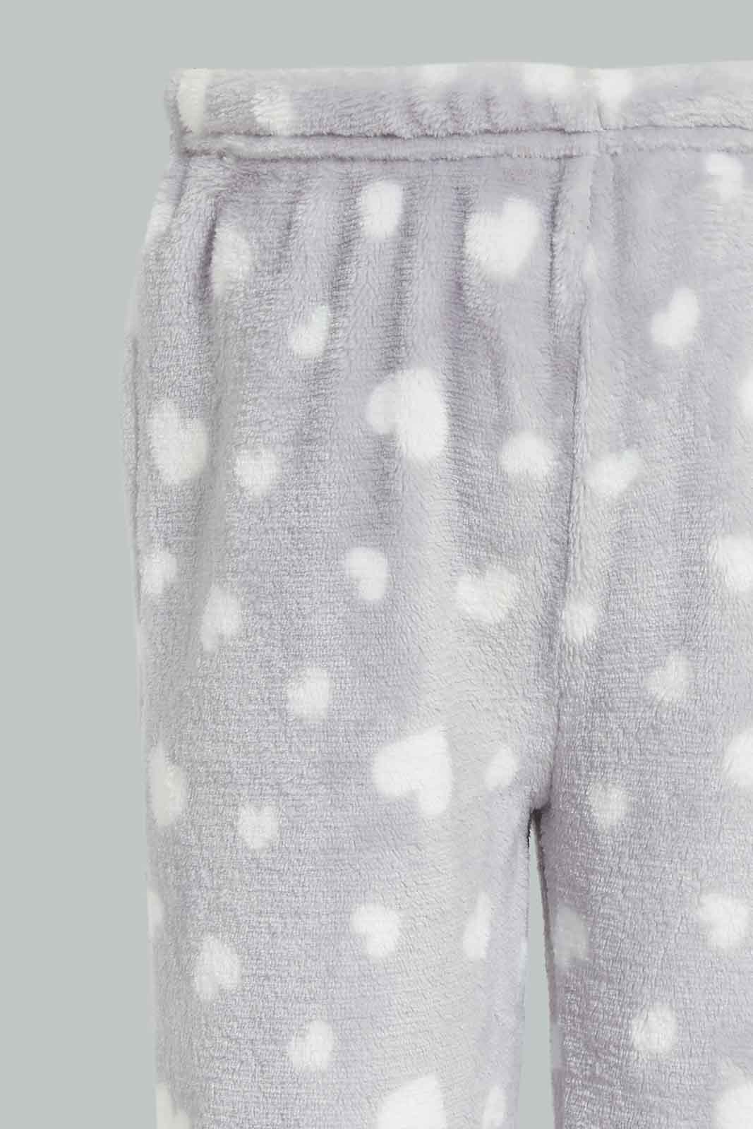 Redtag-Girls-Grey-Placement-Print-Fluffy-Pyjama-Set-Category:Pyjama-Sets,-Colour:Grey,-Deals:New-In,-Filter:Infant-Girls-(3-to-24-Mths),-ING-Pyjama-Sets,-New-In-ING-APL,-Non-Sale,-Section:Girls-(0-to-14Yrs),-W22B-Infant-Girls-