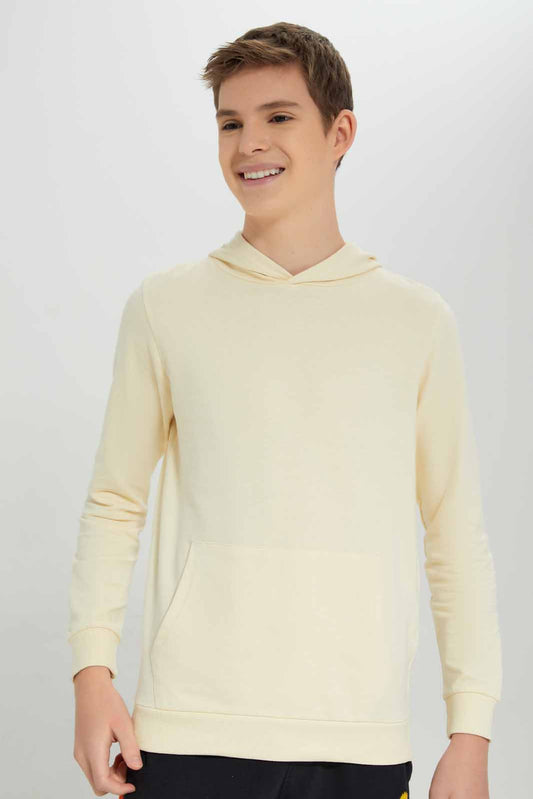 Senior Boys Beige Hooded Sweatshirt