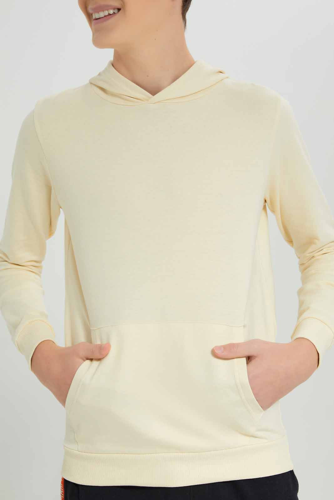 Senior Boys Beige Hooded Sweatshirt