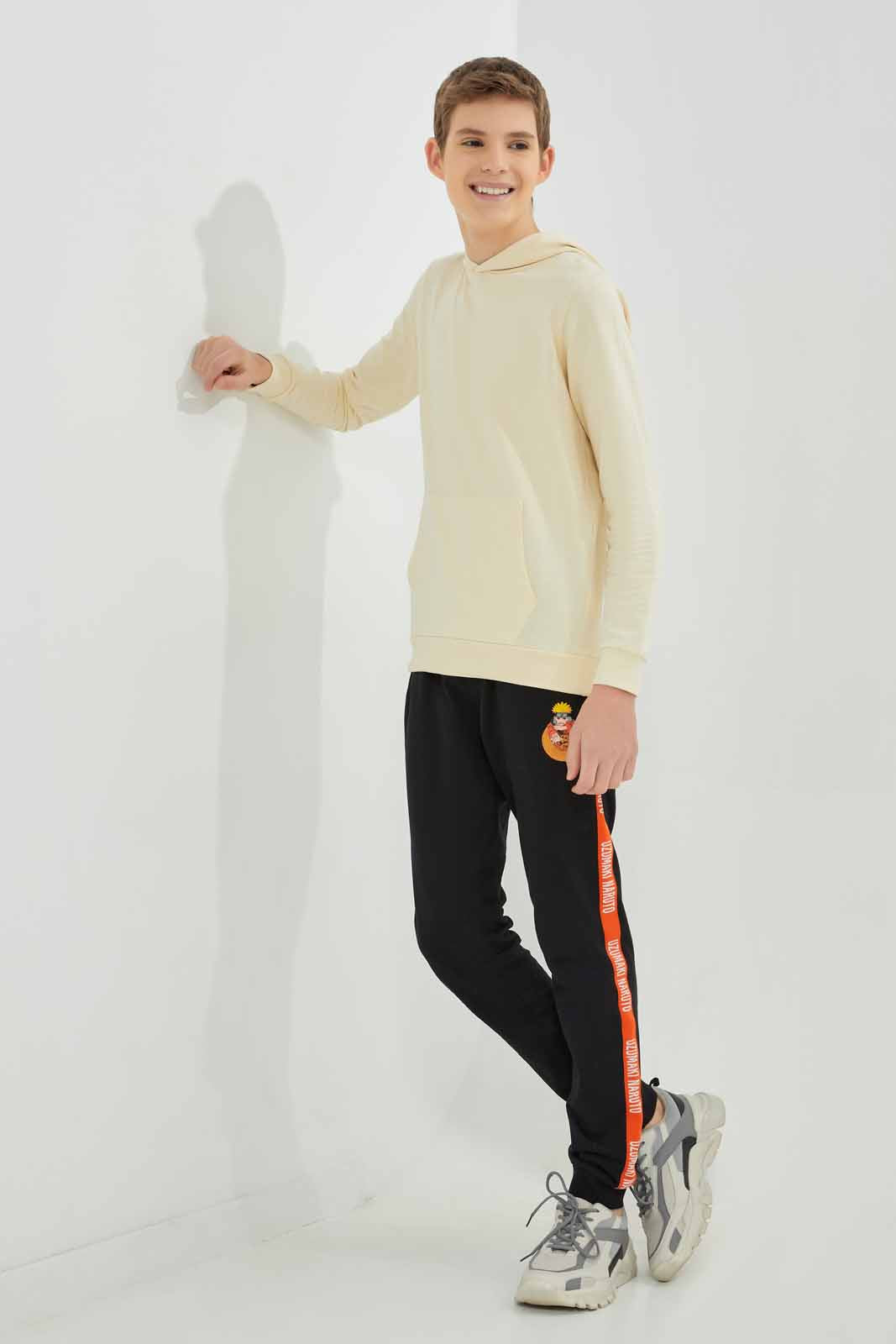 Senior Boys Beige Hooded Sweatshirt