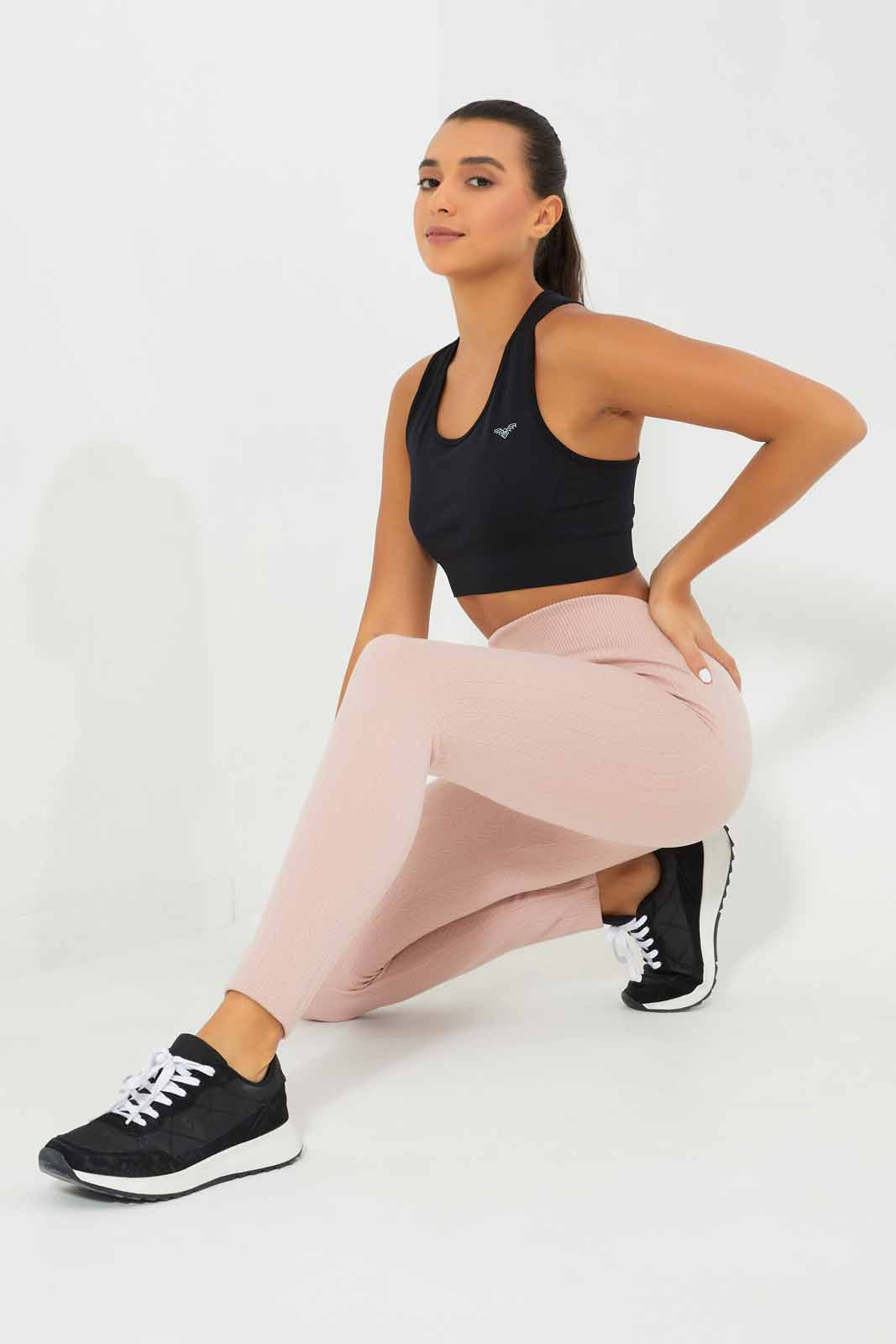 Redtag-Women-Pink-Jacquard-Legging-Category:Jeggings,-Colour:Apricot,-Deals:New-In,-Filter:Women's-Clothing,-New-In-Women-APL,-Non-Sale,-Section:Women,-W22A,-Women-Jeggings-Women's-