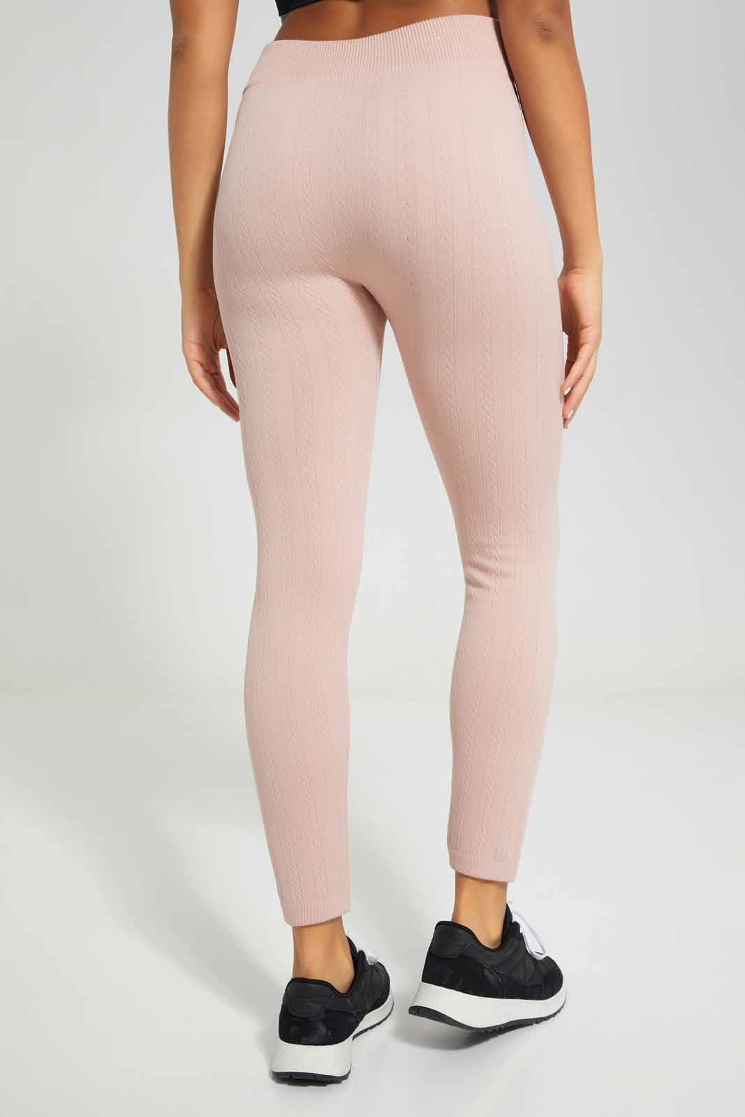 Redtag-Women-Pink-Jacquard-Legging-Category:Jeggings,-Colour:Apricot,-Deals:New-In,-Filter:Women's-Clothing,-New-In-Women-APL,-Non-Sale,-Section:Women,-W22A,-Women-Jeggings-Women's-