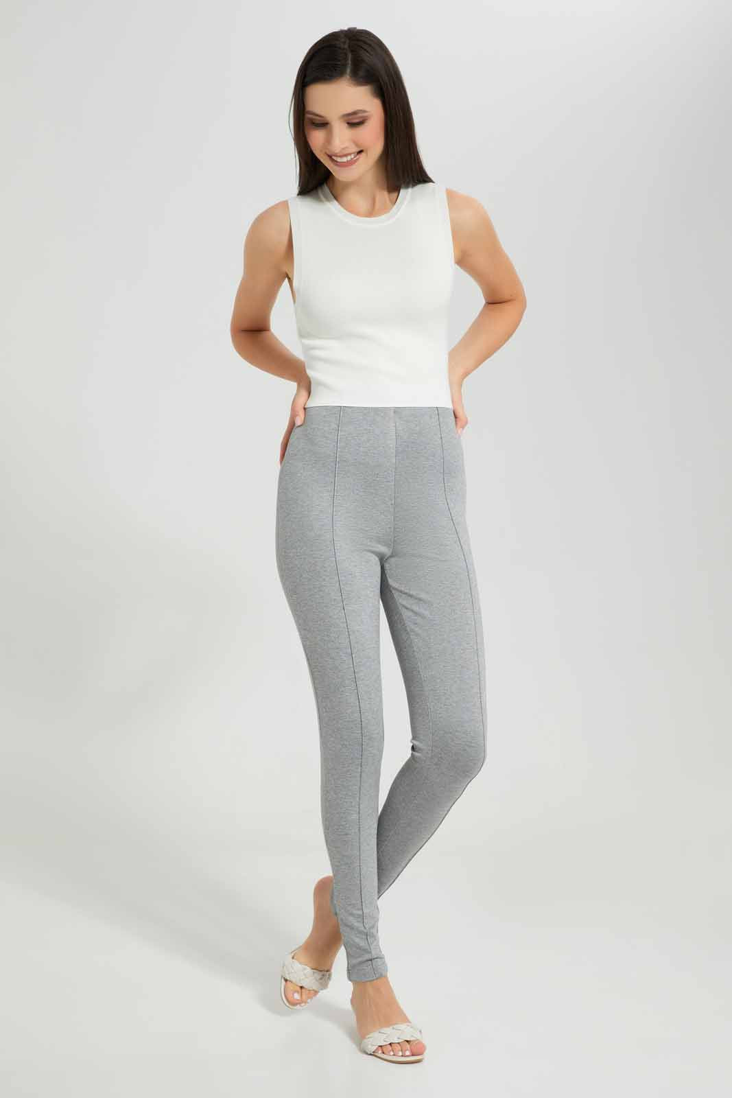 Redtag-Women-Grey-Pleated-Pontie-Legging-Category:Jeggings,-Colour:Grey,-Deals:New-In,-Filter:Women's-Clothing,-New-In-Women-APL,-Non-Sale,-Section:Women,-W22A,-Women-Jeggings-Women's-