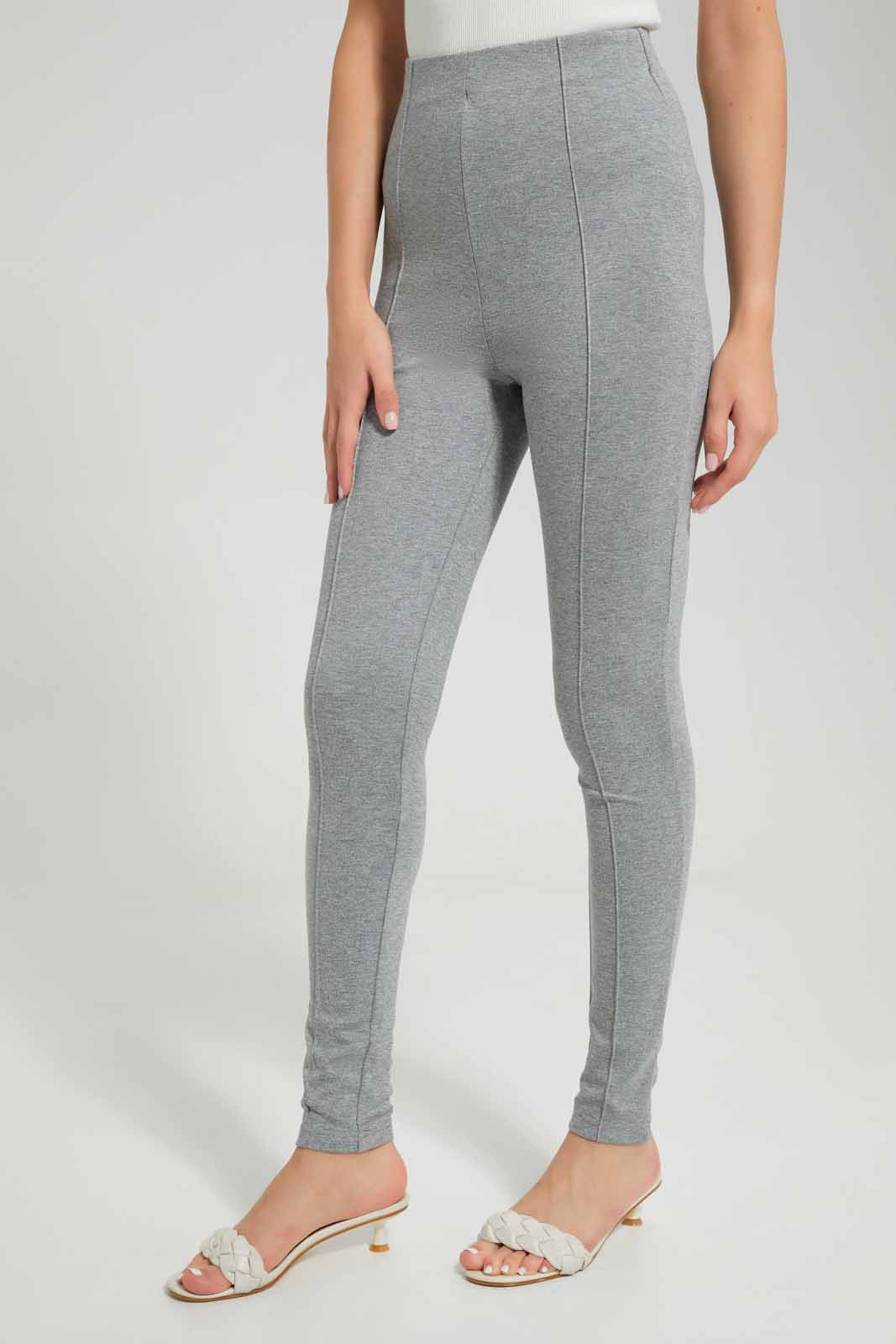 Redtag-Women-Grey-Pleated-Pontie-Legging-Category:Jeggings,-Colour:Grey,-Deals:New-In,-Filter:Women's-Clothing,-New-In-Women-APL,-Non-Sale,-Section:Women,-W22A,-Women-Jeggings-Women's-