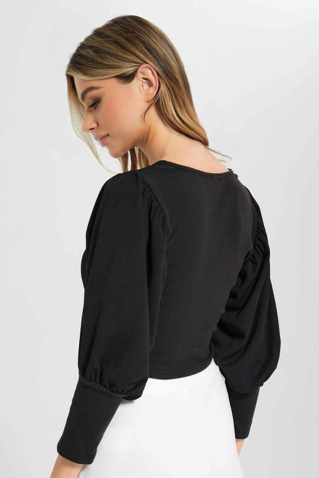 Redtag-Women-Puff-Sleeve-Square-Neck-Top-Category:Tops,-Colour:Black,-Deals:New-In,-Filter:Women's-Clothing,-New-In-Women-APL,-Non-Sale,-Section:Women,-W22A,-Women-Tops-Women's-