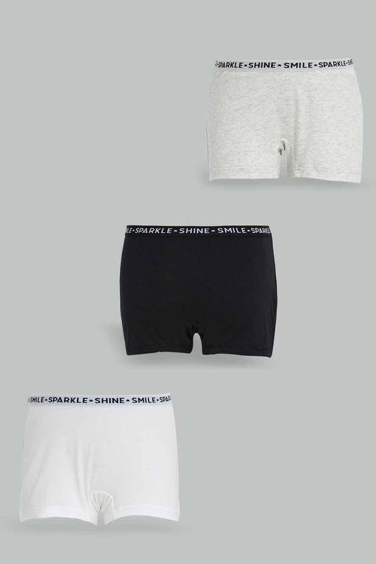 Girls Assorted Printed Boxer Brief Set (Pack Of 3)
