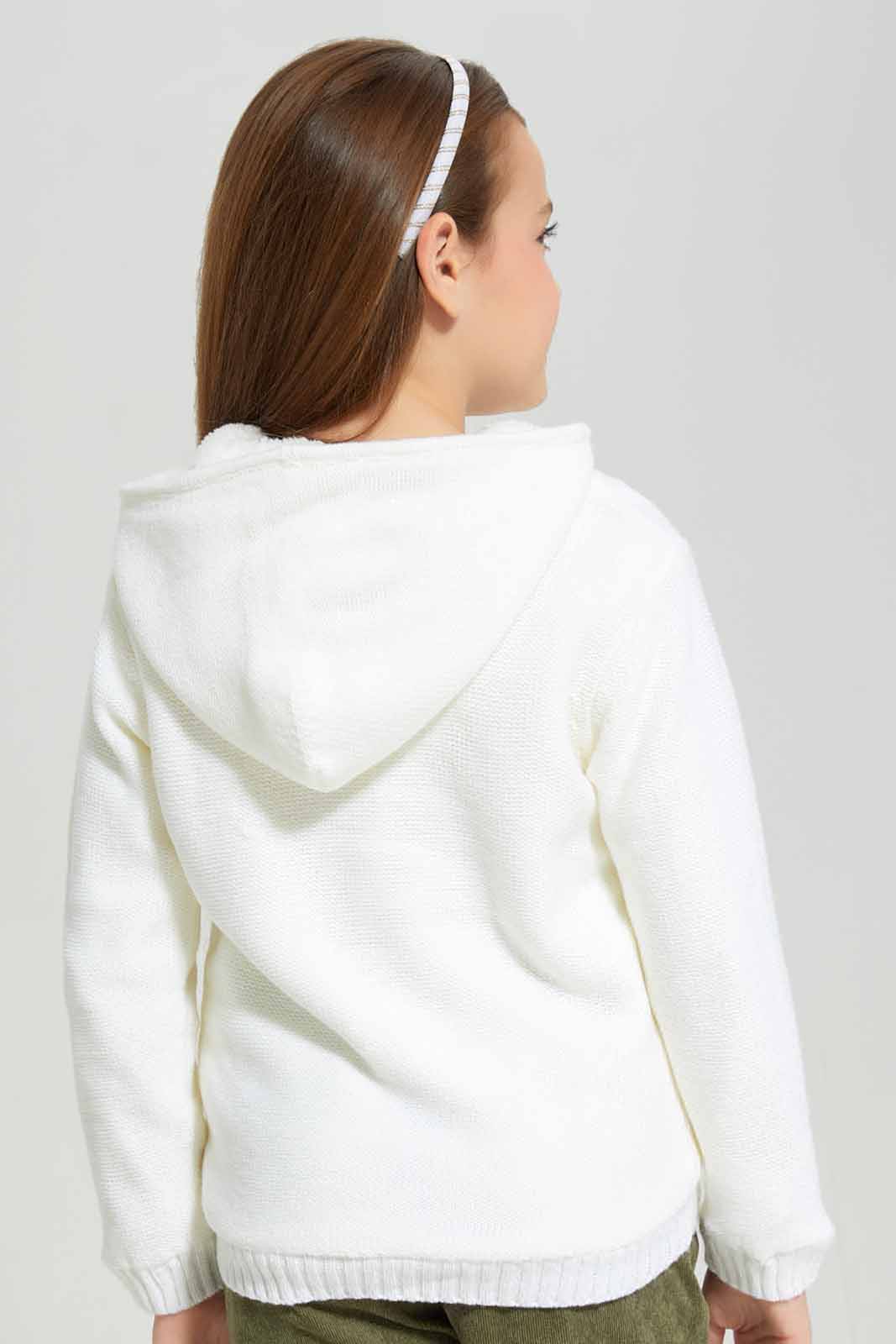Redtag-Girls-Cream-Long-Sleeve-Cardigans-With-Hood-Category:Cardigans,-Colour:Cream,-Deals:New-In,-EHW,-Filter:Girls-(2-to-8-Yrs),-GIR-Cardigans,-New-In-GIR-APL,-Non-Sale,-Section:Girls-(0-to-14Yrs),-W22B-Girls-2 to 8 Years