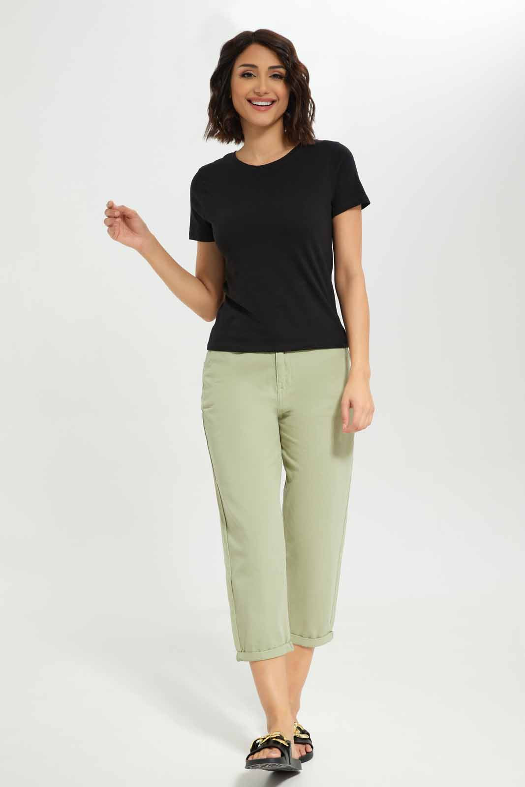 Redtag-Women-Black-Short-Sleeve-Crew-Neck-T-Shirt-Category:T-Shirts,-Colour:Black,-Deals:New-In,-Dept:Ladieswear,-Filter:Women's-Clothing,-New-In-Women-APL,-Non-Sale,-Section:Women,-TBL,-W22B,-Women-T-Shirts-Women's-