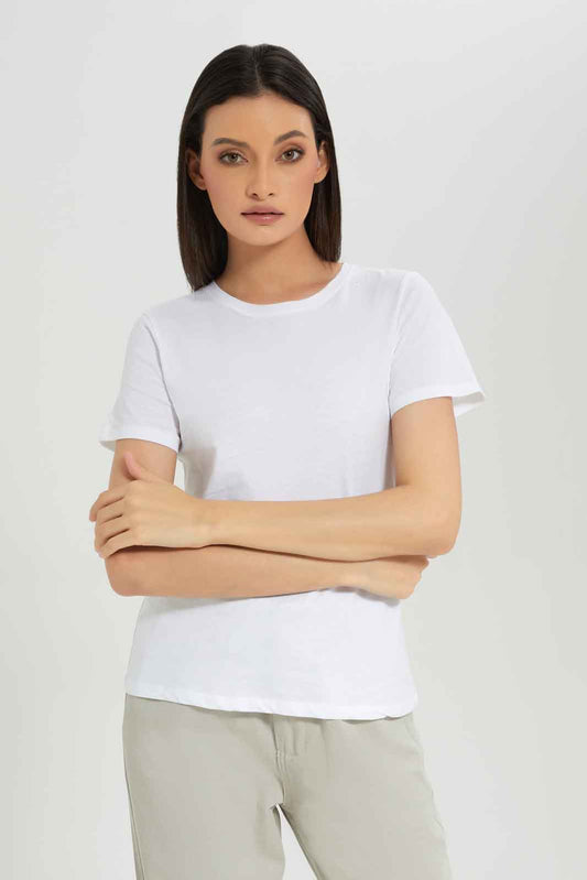 Redtag-Women-White-Short-Sleeve-Crew-Neck-T-Shirt-Category:T-Shirts,-Colour:White,-Deals:New-In,-Dept:Ladieswear,-Filter:Women's-Clothing,-New-In-Women-APL,-Non-Sale,-Section:Women,-TBL,-W22B,-Women-T-Shirts-Women's-