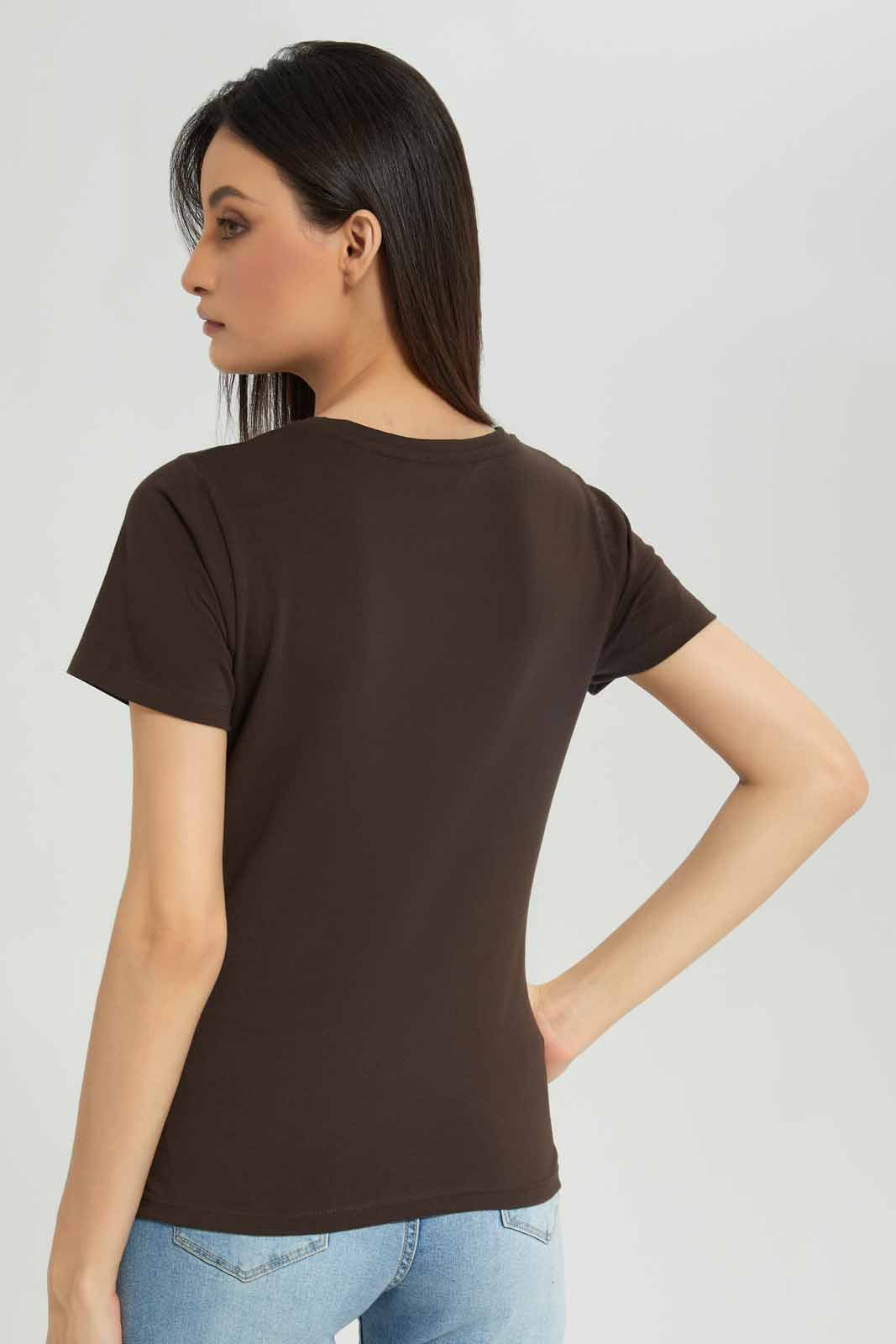 Women Brown Basic T-Shirt