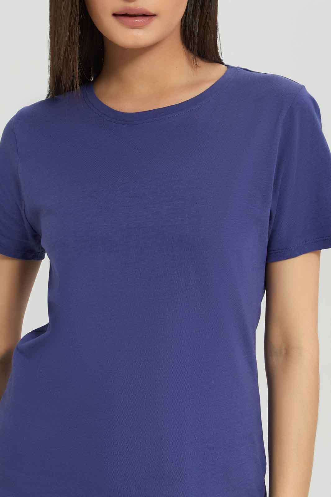 Redtag-Women-Blue-Short-Sleeve-Crew-Neck-T-Shirt-Category:T-Shirts,-Colour:Blue,-Deals:New-In,-Dept:Ladieswear,-Filter:Women's-Clothing,-New-In-Women-APL,-Non-Sale,-Section:Women,-TBL,-W22B,-Women-T-Shirts-Women's-