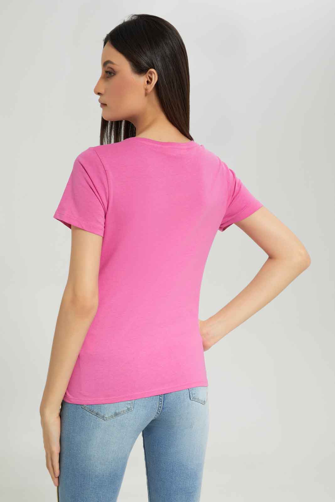 Redtag-Women-Pink-Short-Sleeve-Crew-Neck-T-Shirt-Category:T-Shirts,-Colour:Apricot,-Deals:New-In,-Dept:Ladieswear,-Filter:Women's-Clothing,-New-In-Women-APL,-Non-Sale,-Section:Women,-TBL,-W22B,-Women-T-Shirts-Women's-
